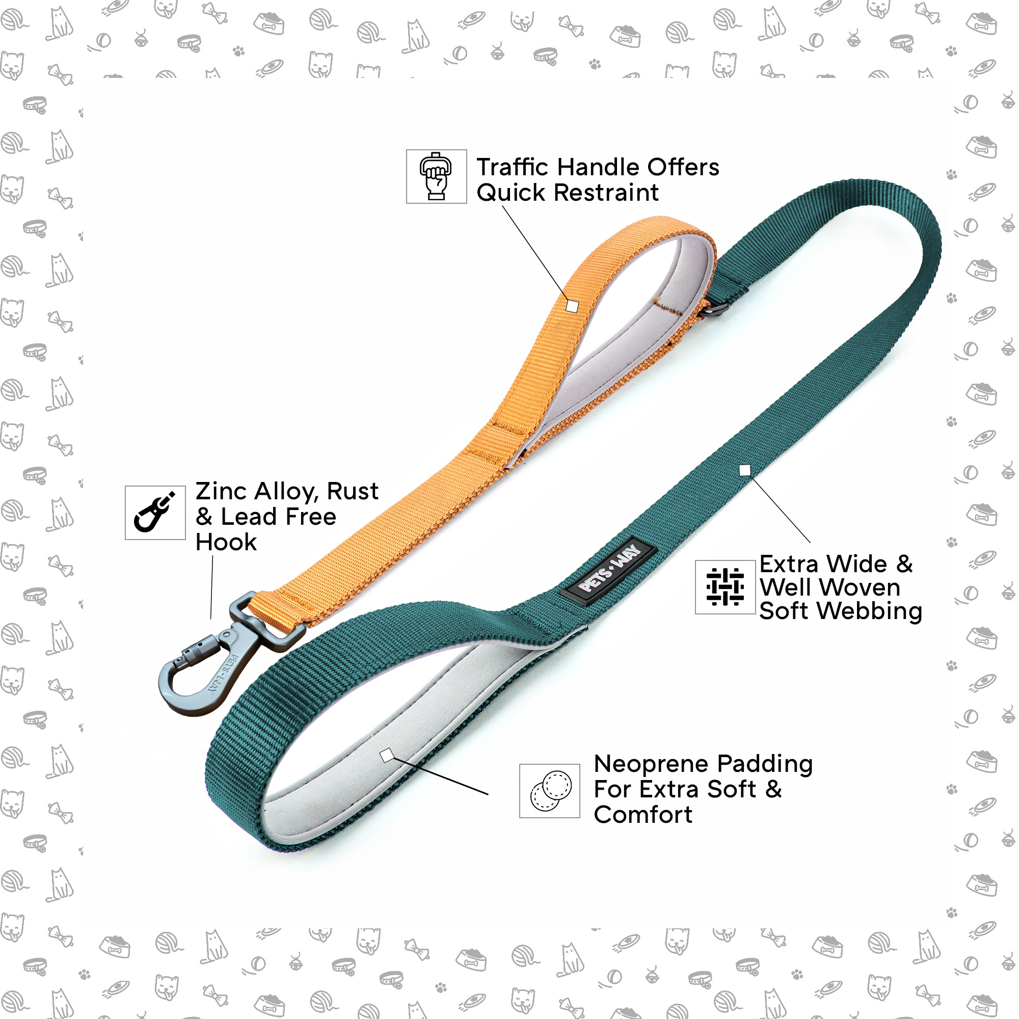 Emerald & Honey - Traffic / Dual Handle Leash