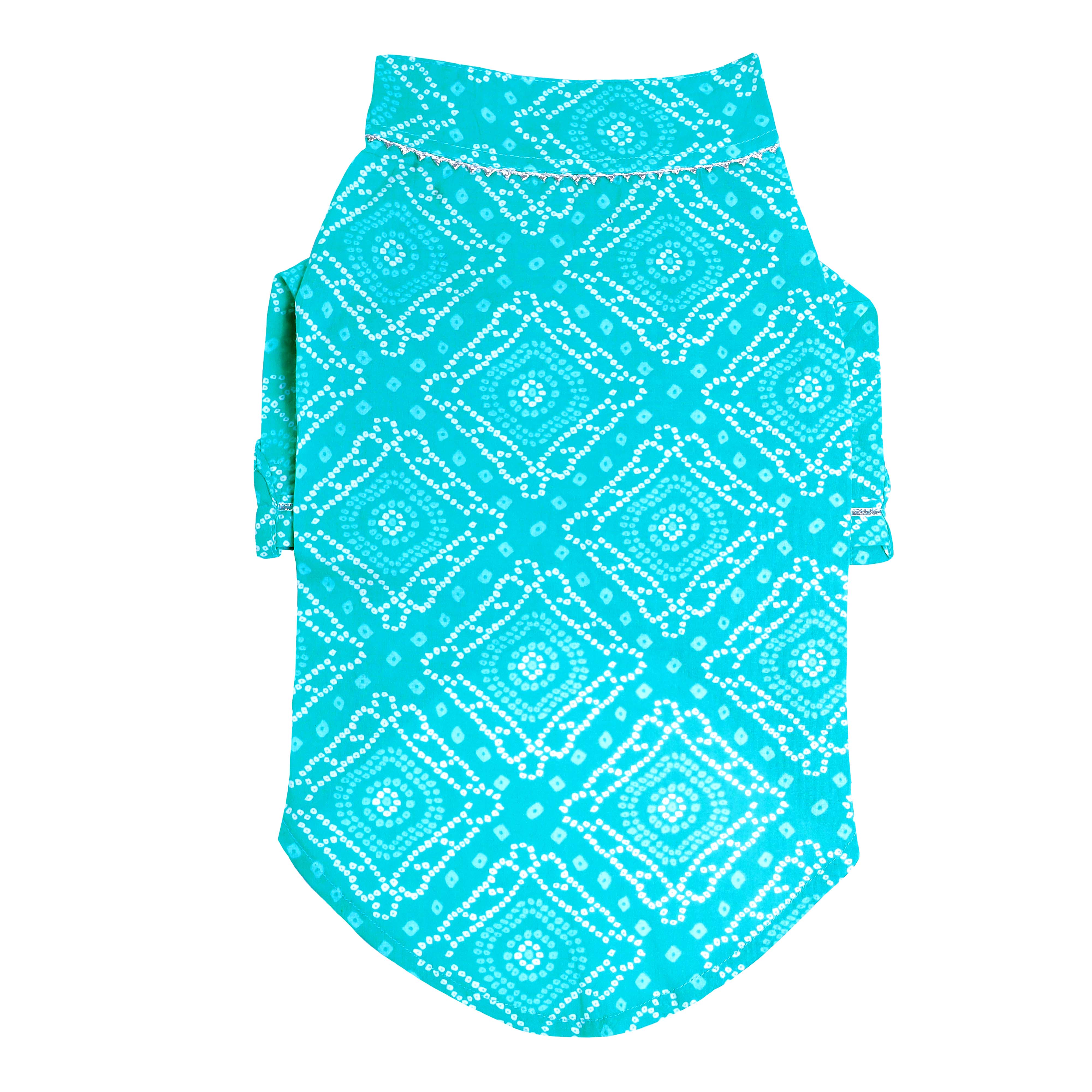 Bandhani - Teal Dog kurta