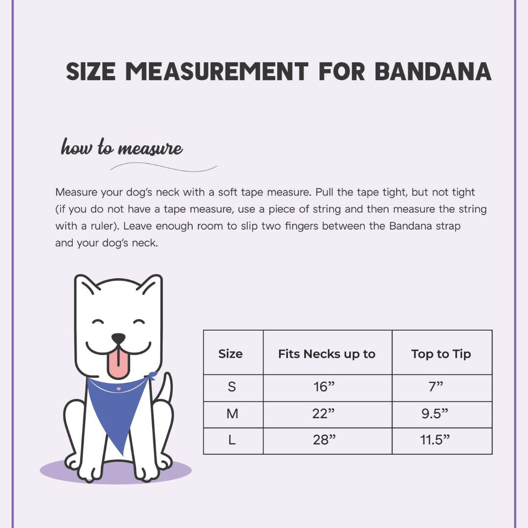 size chart of Birthday Dog Bandana - Black-petsway