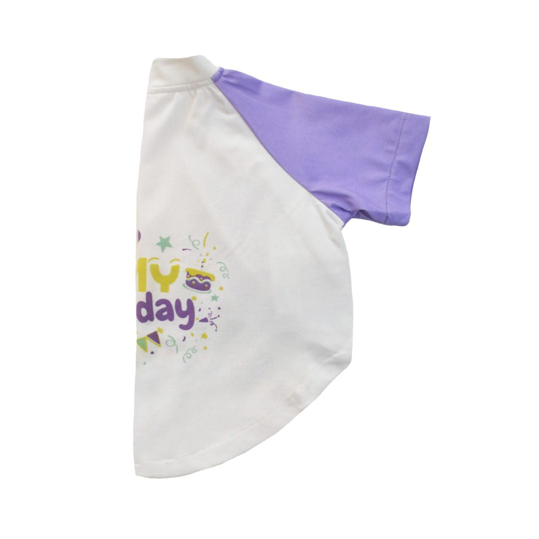 half side of Birthday Dog T-Shirt Lavender-petsway