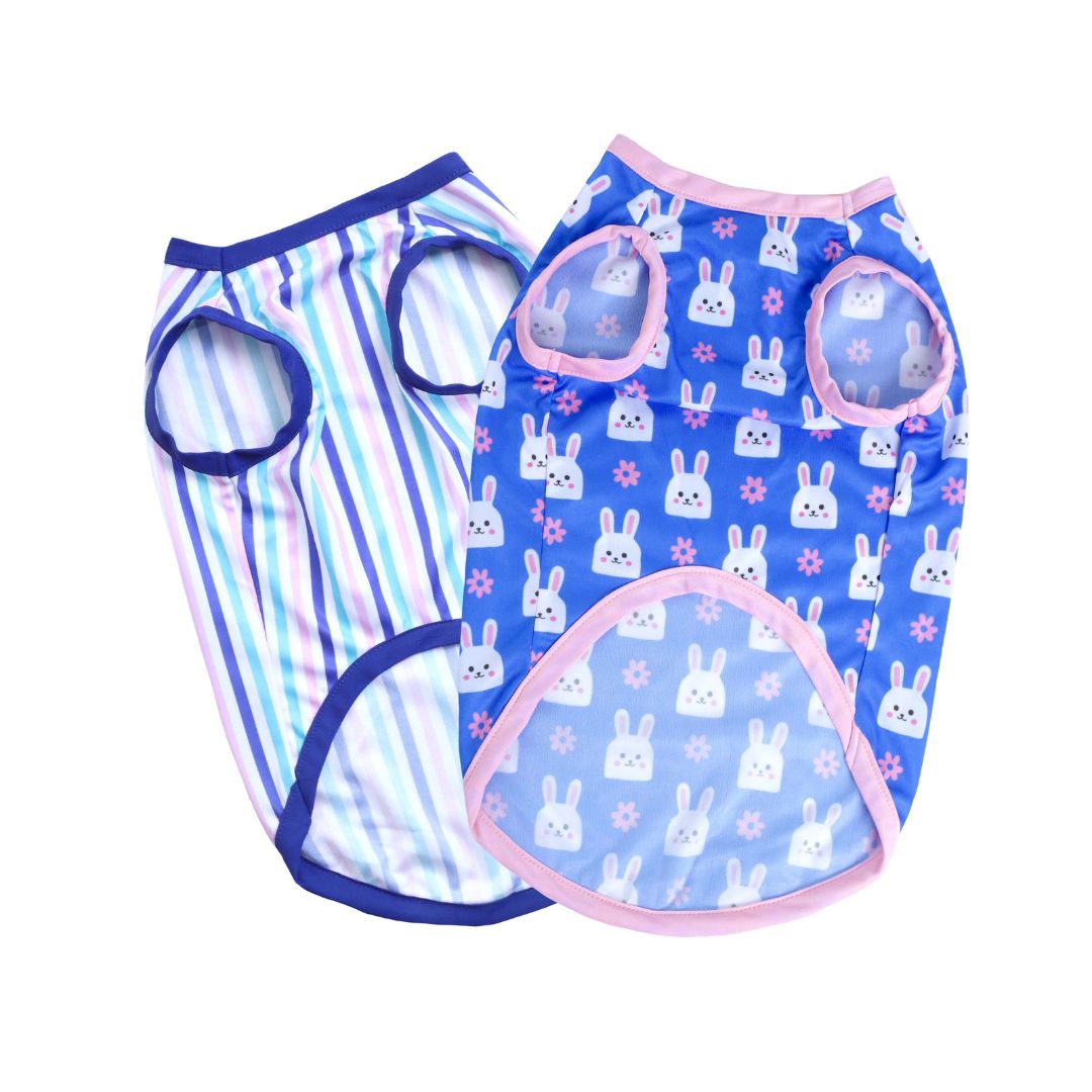 front side of Blue Printed Dog Vest Combo-petsway