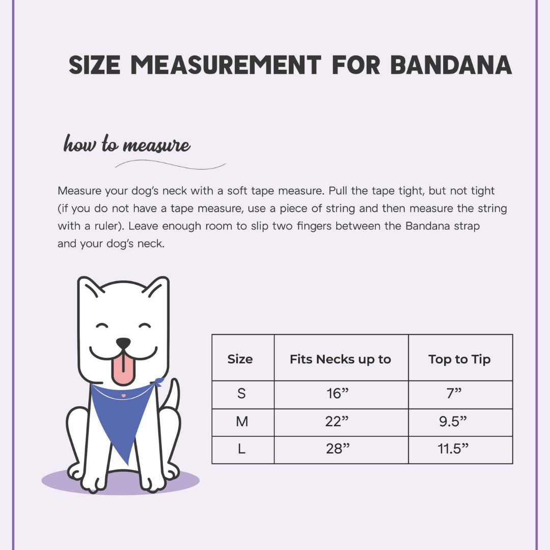 size chart for Candy Satin Bandana-petsway