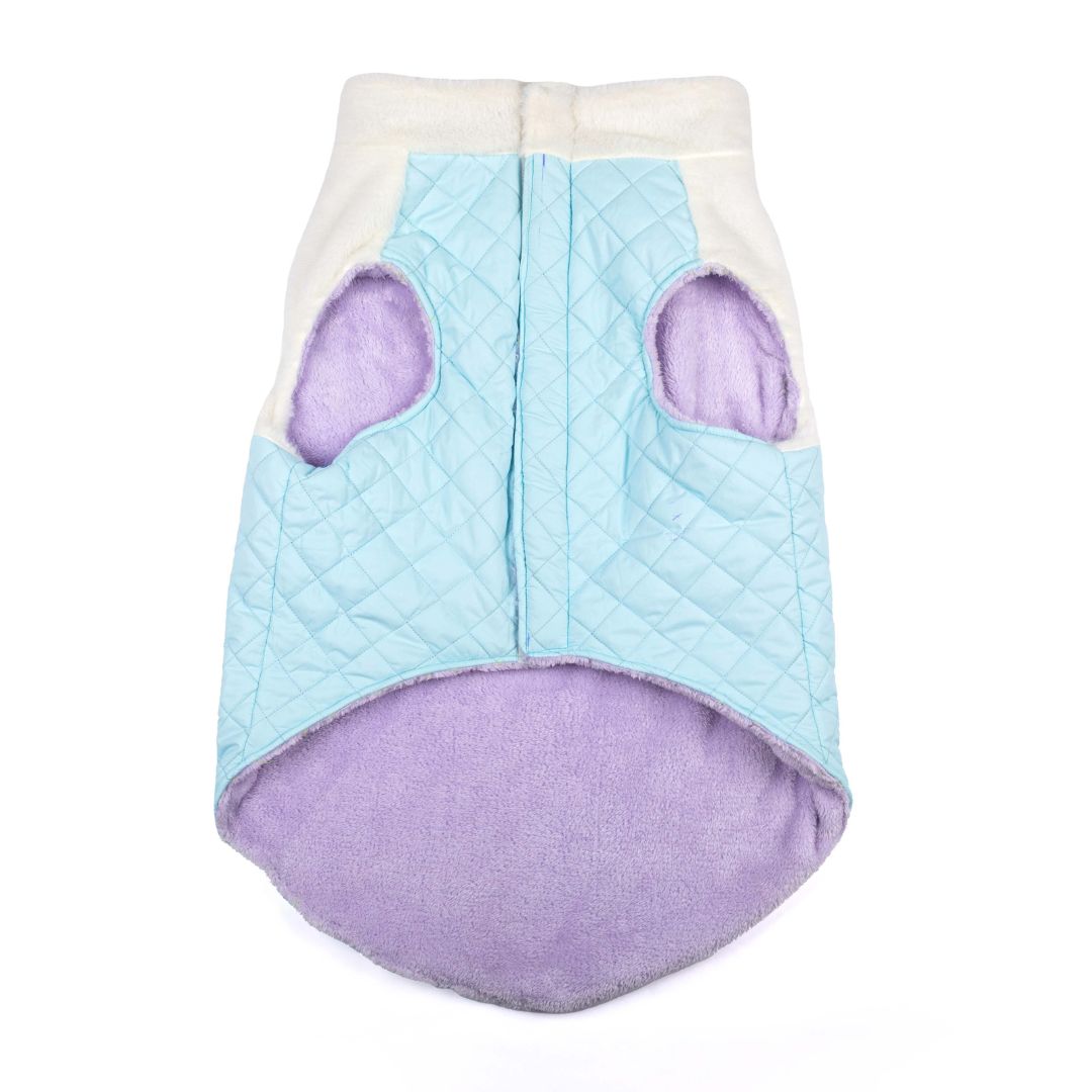 Frnt of CozyQuilt - Sky Reversible Dog Jacket Petsway