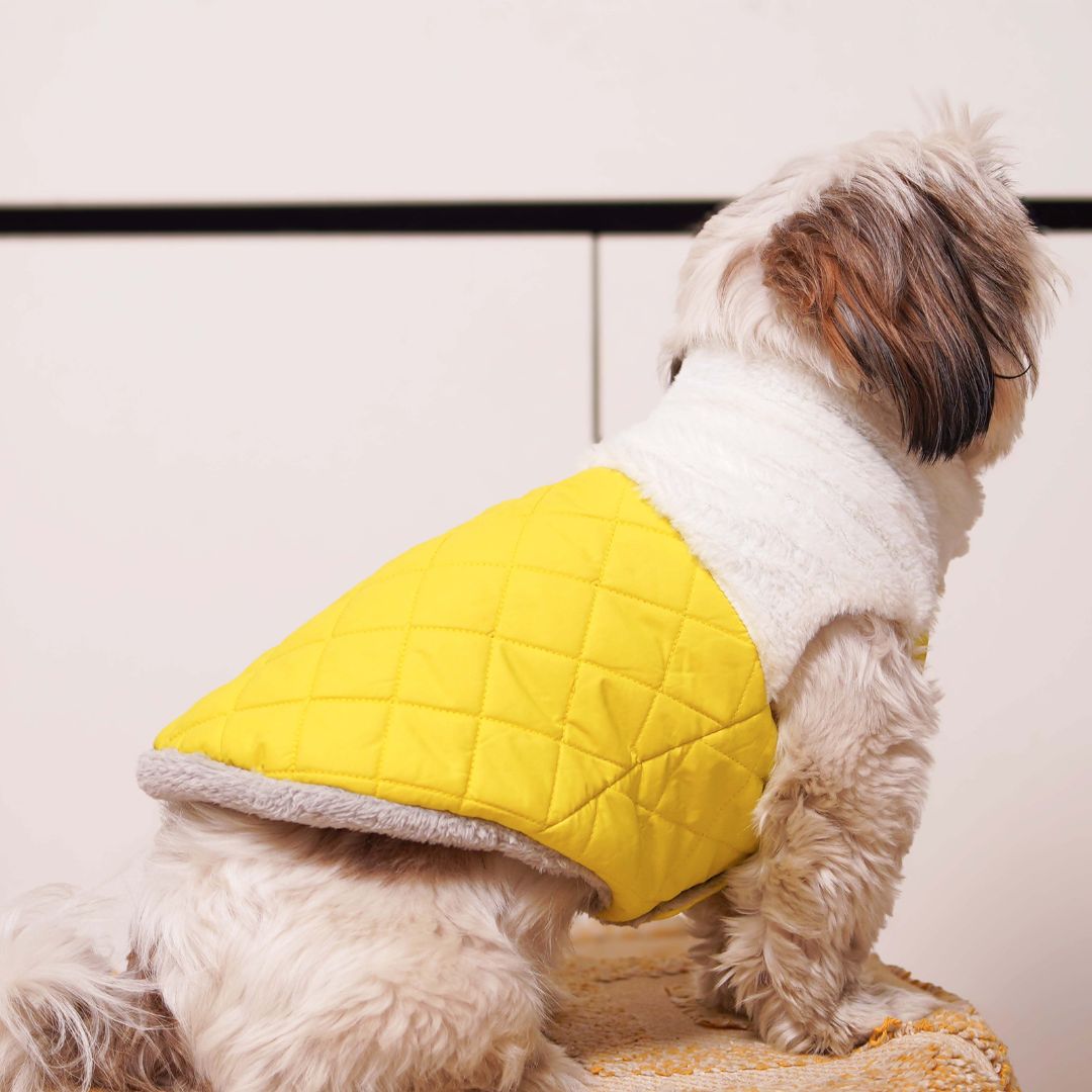 Stylish & Comfy CozyQuilt - Yellow Reversible Dog Jacket Petsway