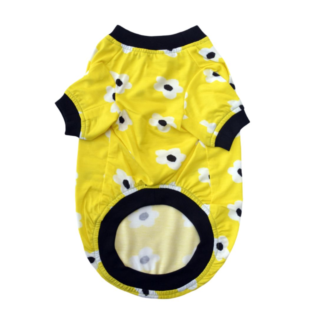 front of Daisy Printed Dog T-Shirt-petsway