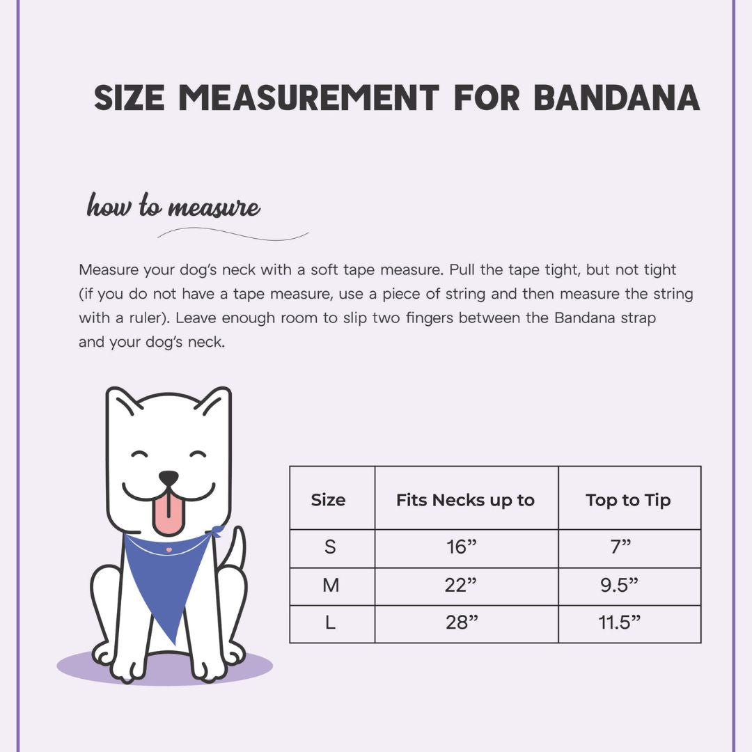 size chart of Desert-Grass Bandana-petsway