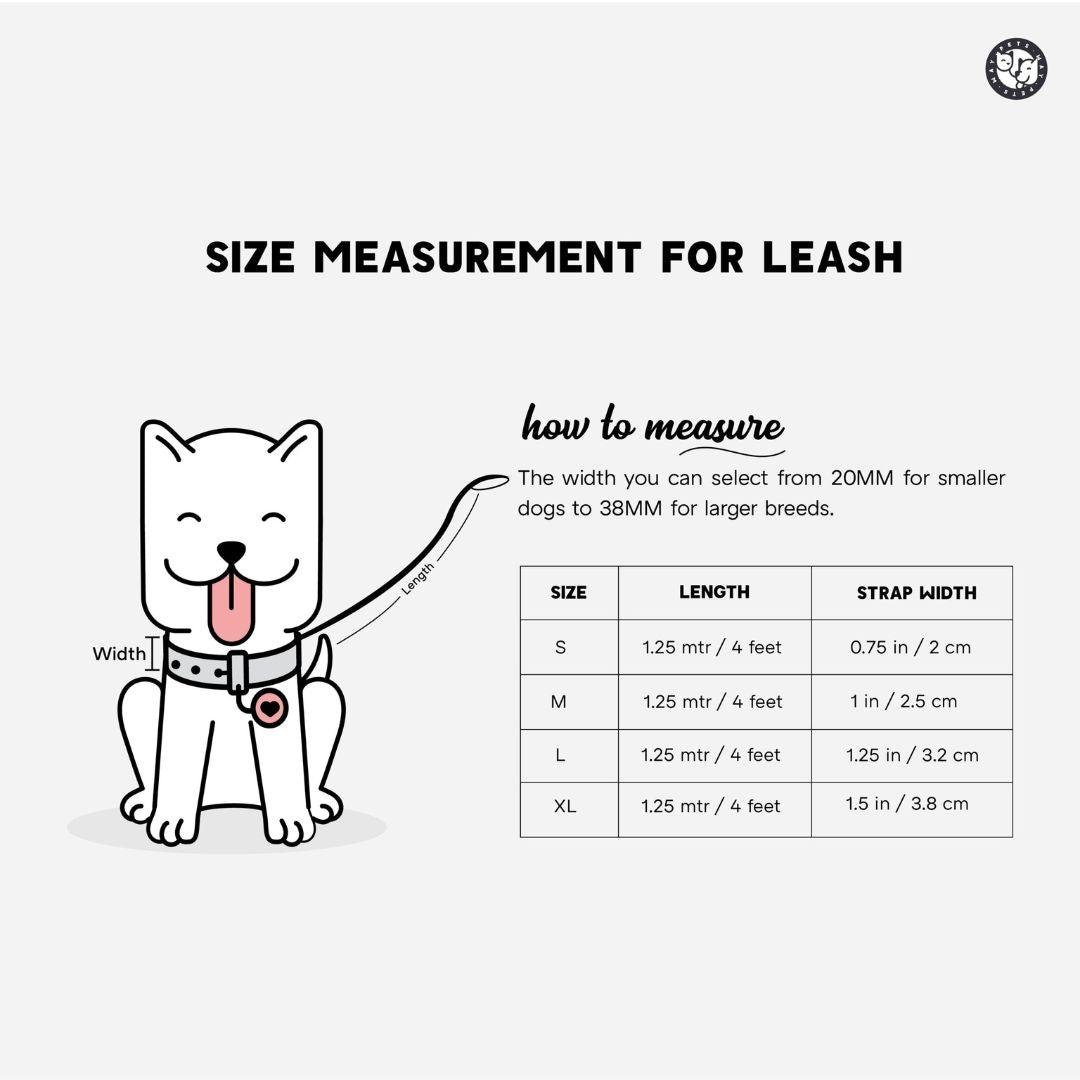 size chart for Desert Print Dog Leash-petsway