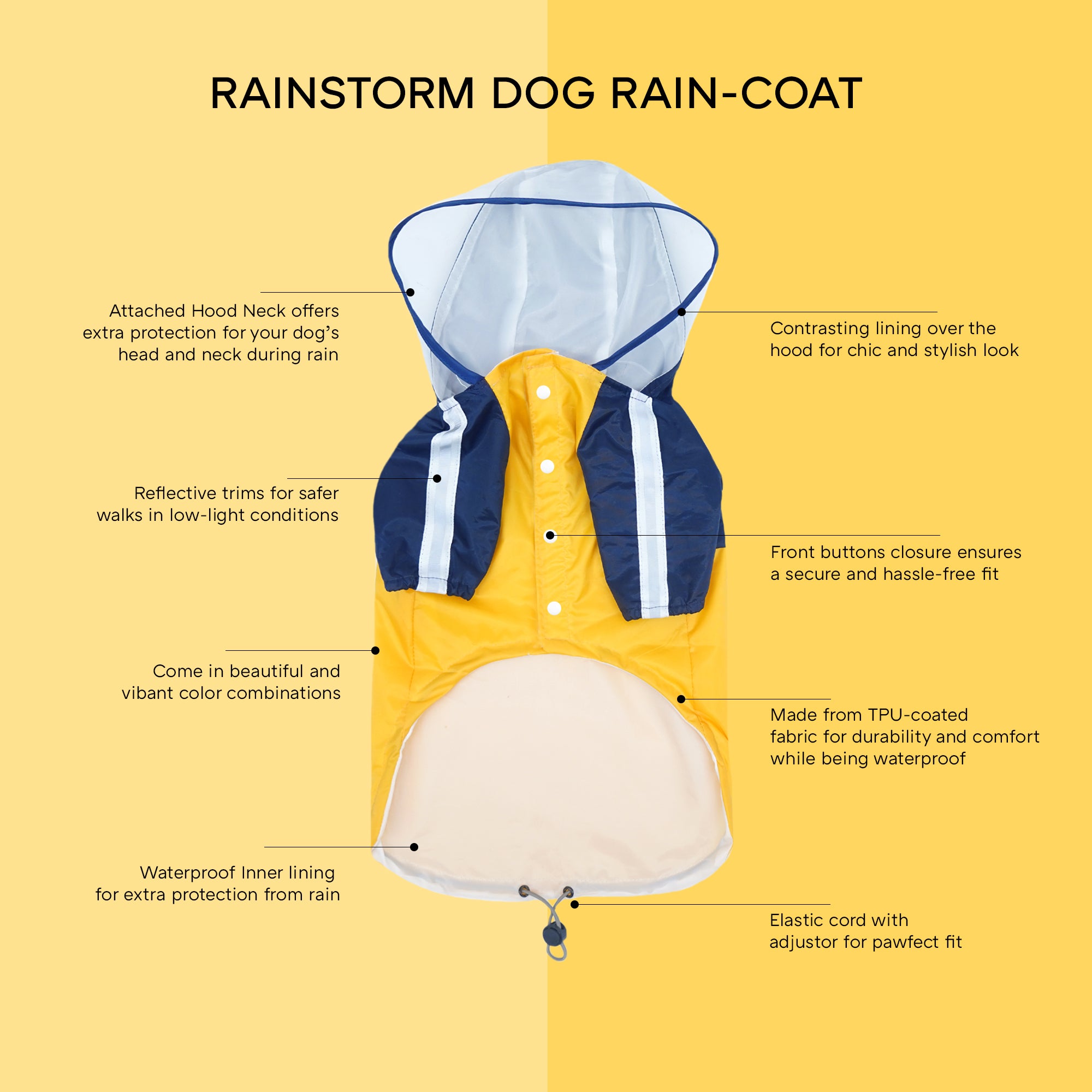 Rainstorm Dog Raincoat-Canary