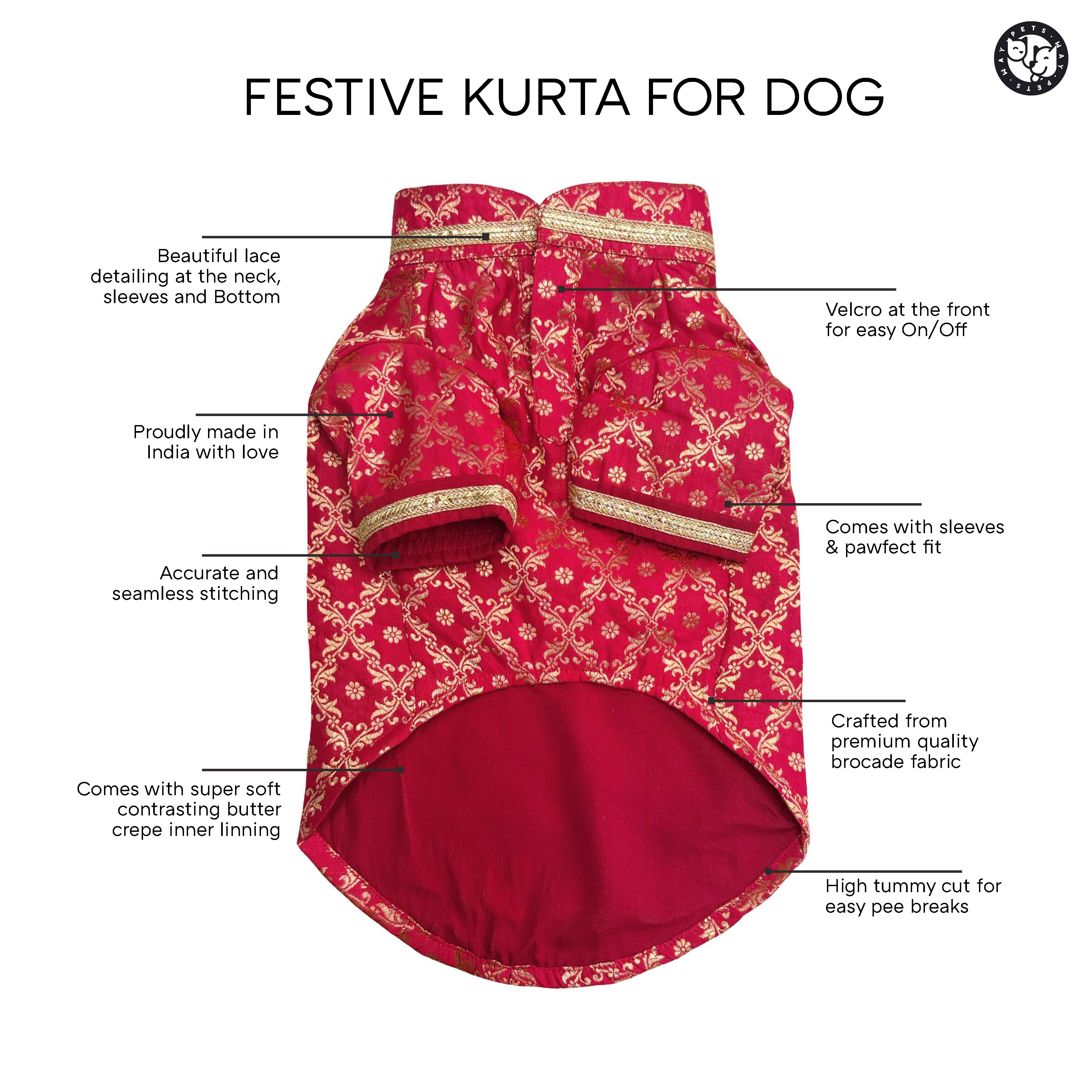Pataka & Bandhani Dog kurta Combo