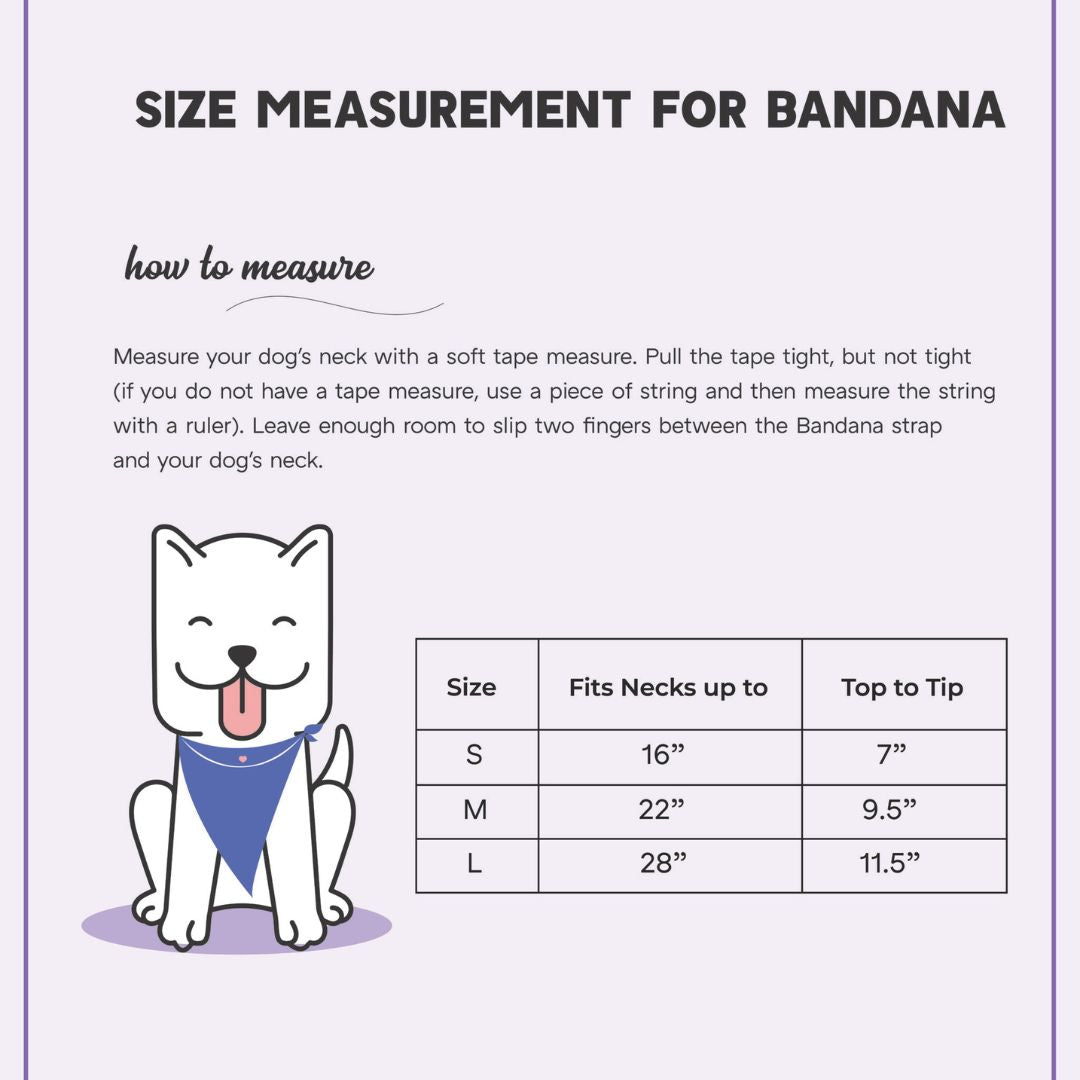 size chart of Forest Gingham Bandana-petsway