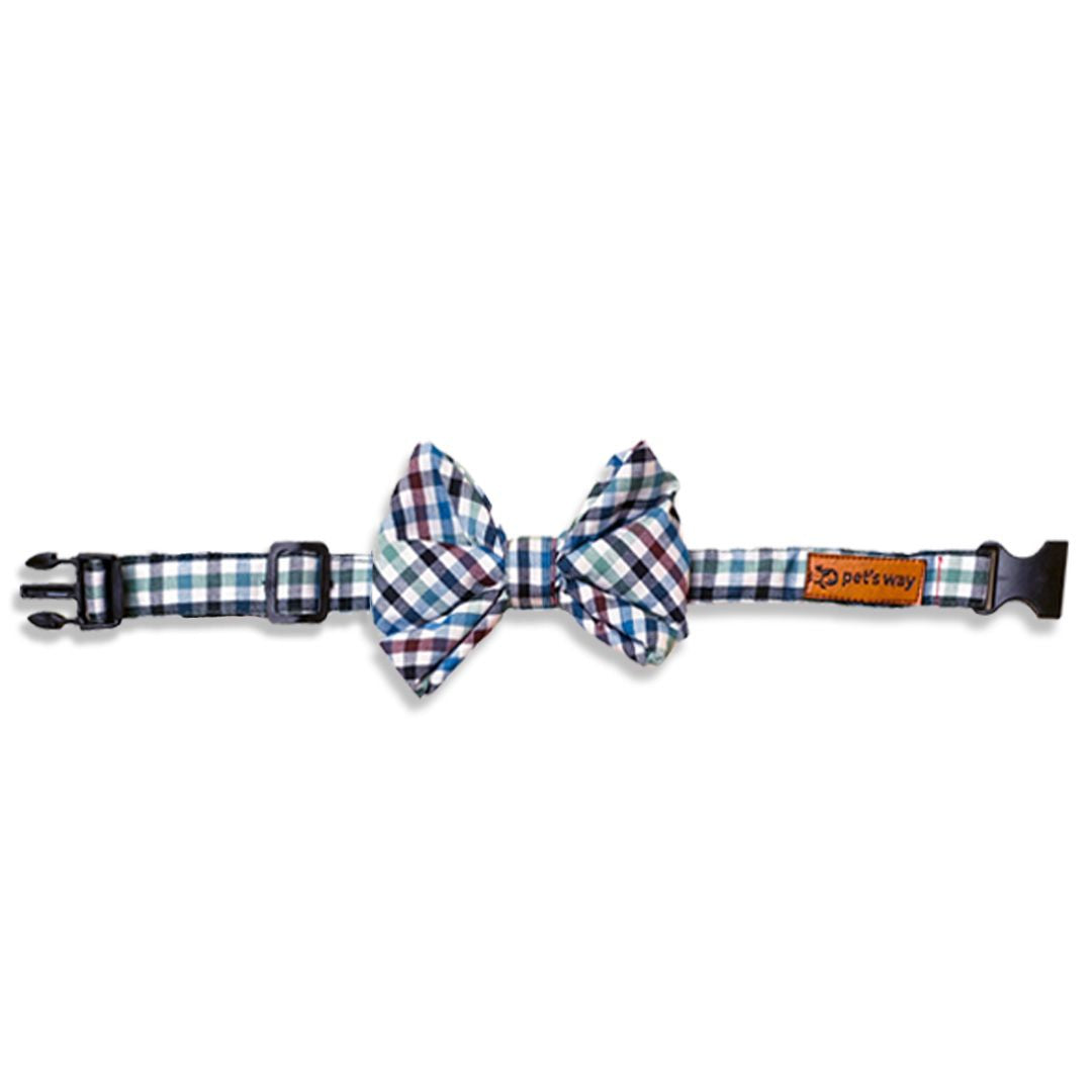 front of Forest Gingham Bow Tie-petsway