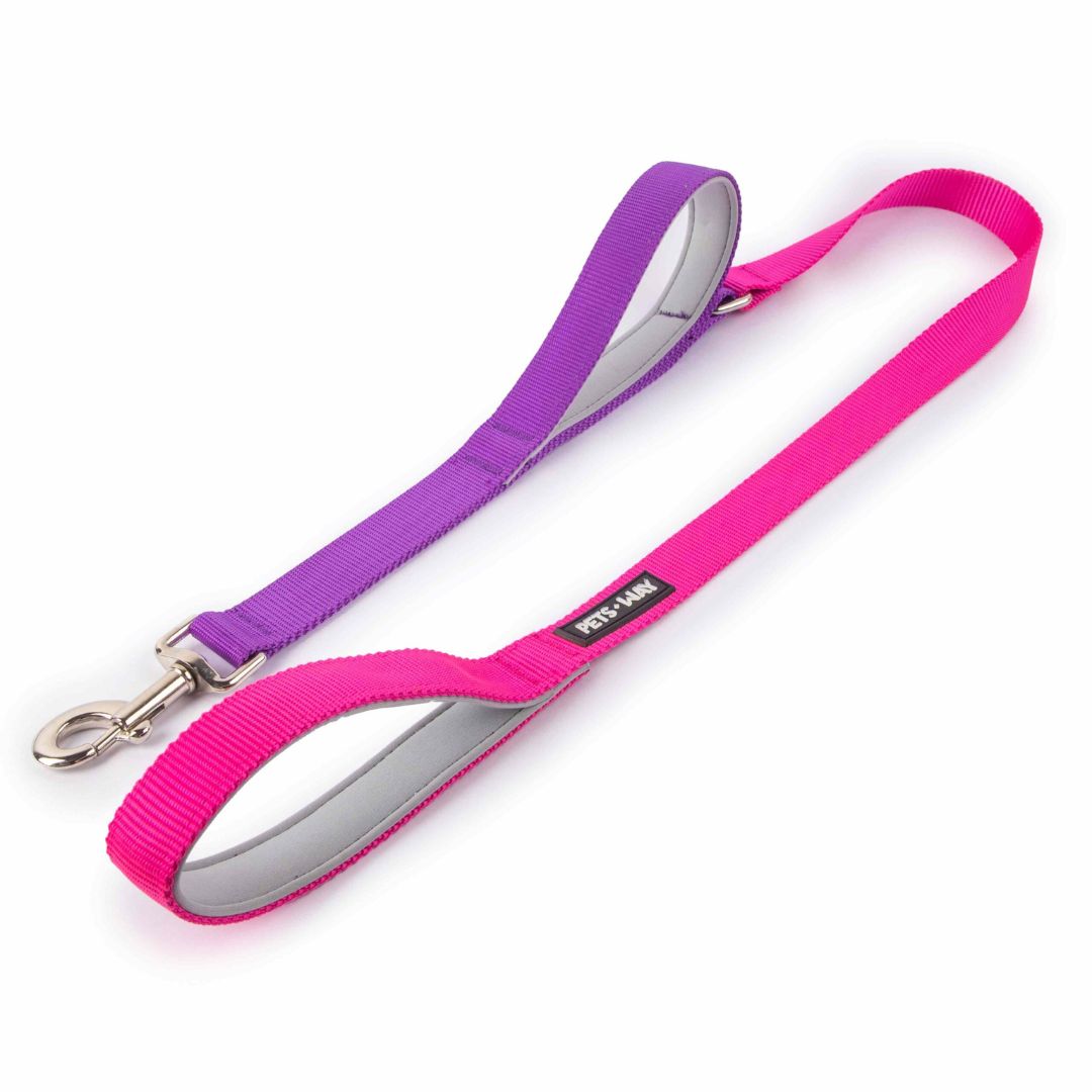 Fuschia & Amethyst dual-handle dog leash-petsway