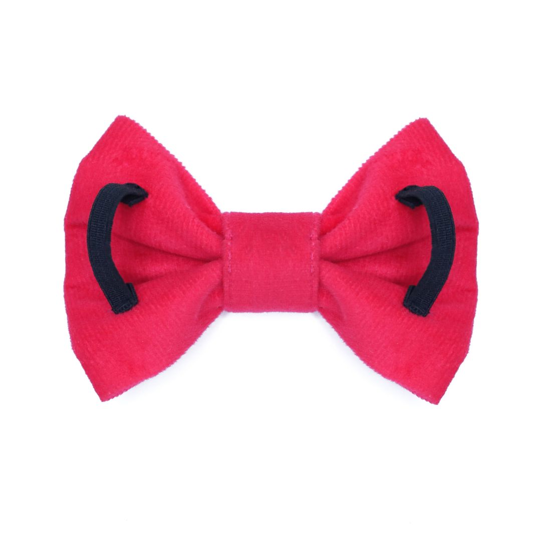 back side of Fuschia Luxury Velvet Bow Tie-petsway