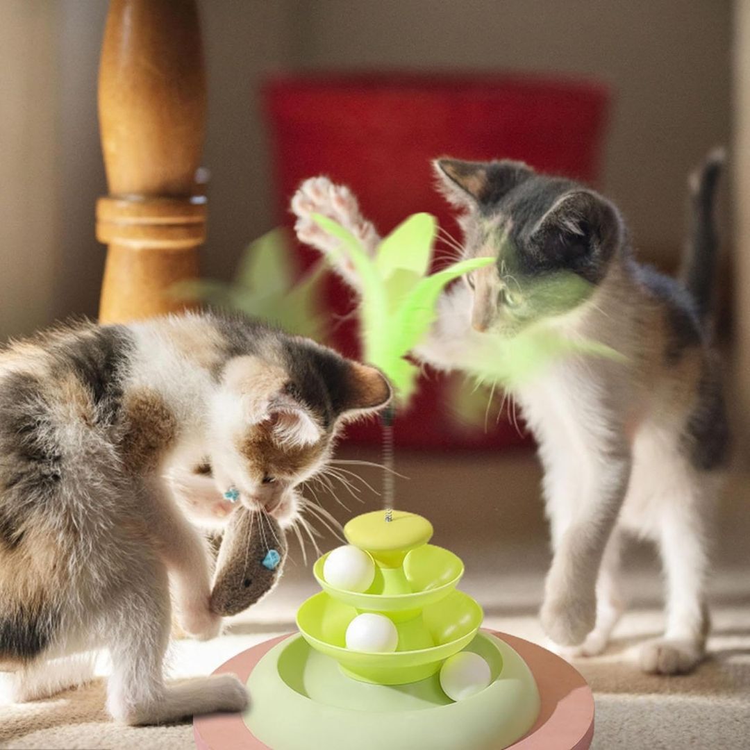 Interactive Multi-Layer Cat Toy with Balls & Feather