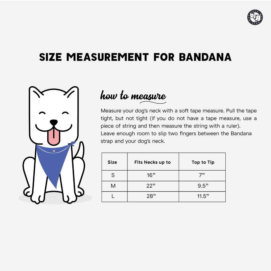 size chart of Mistletoe Satin Bandana-petsway