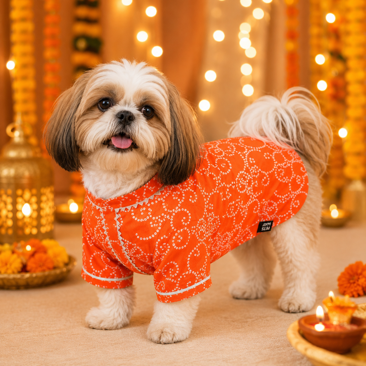 Bandhani - Orange Dog kurta