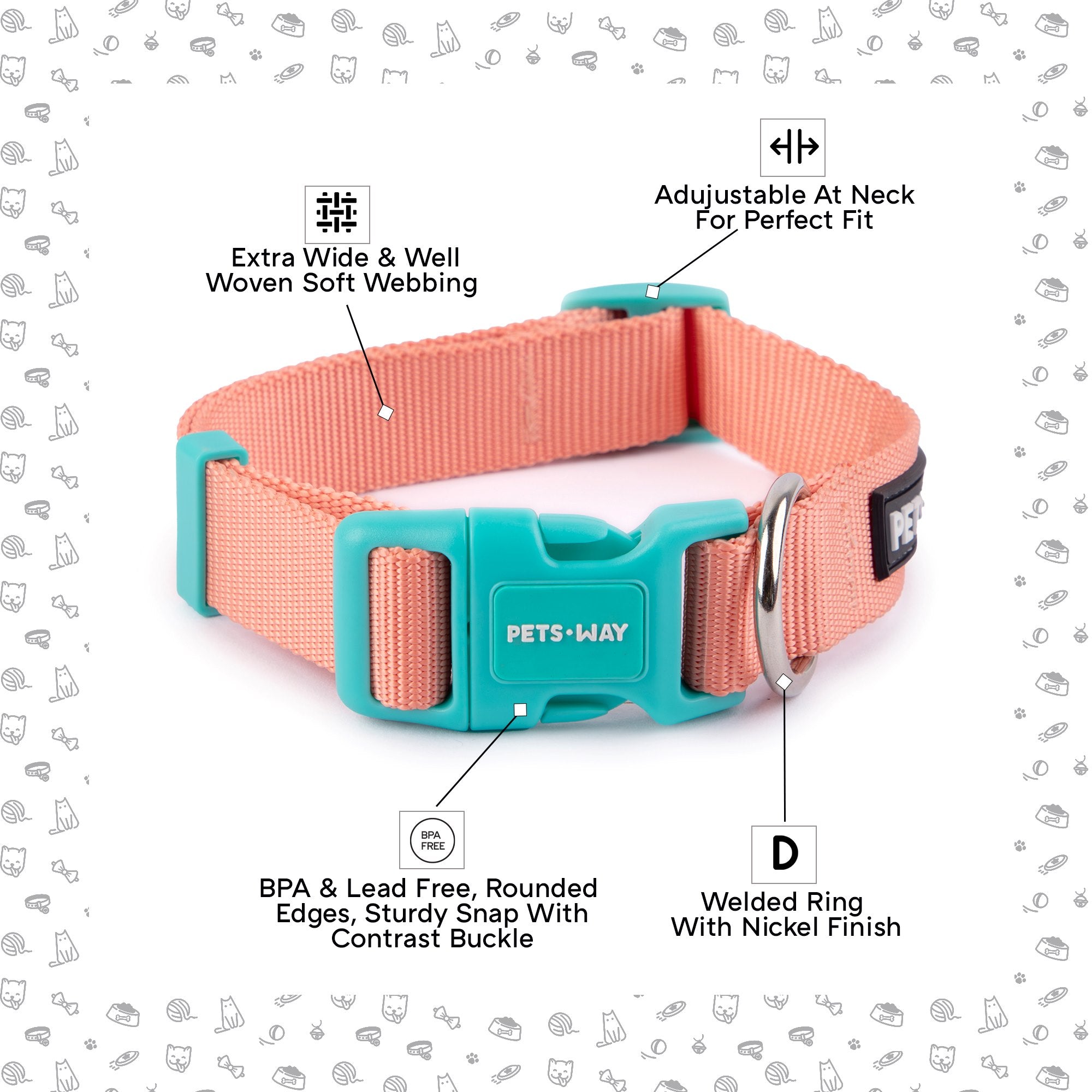 Peach Dog Collar Leash Set