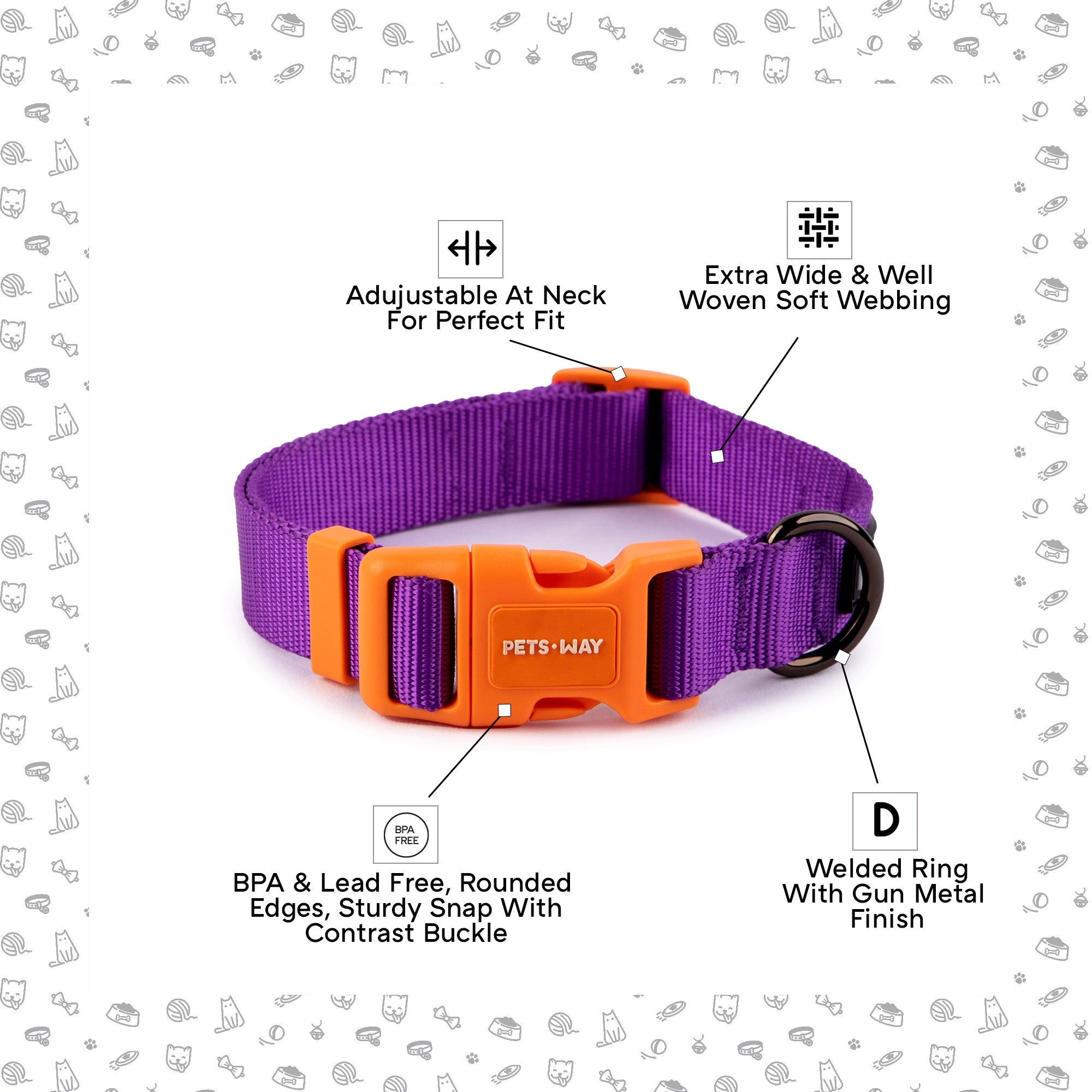 Amethyst Dog Collar Leash Set