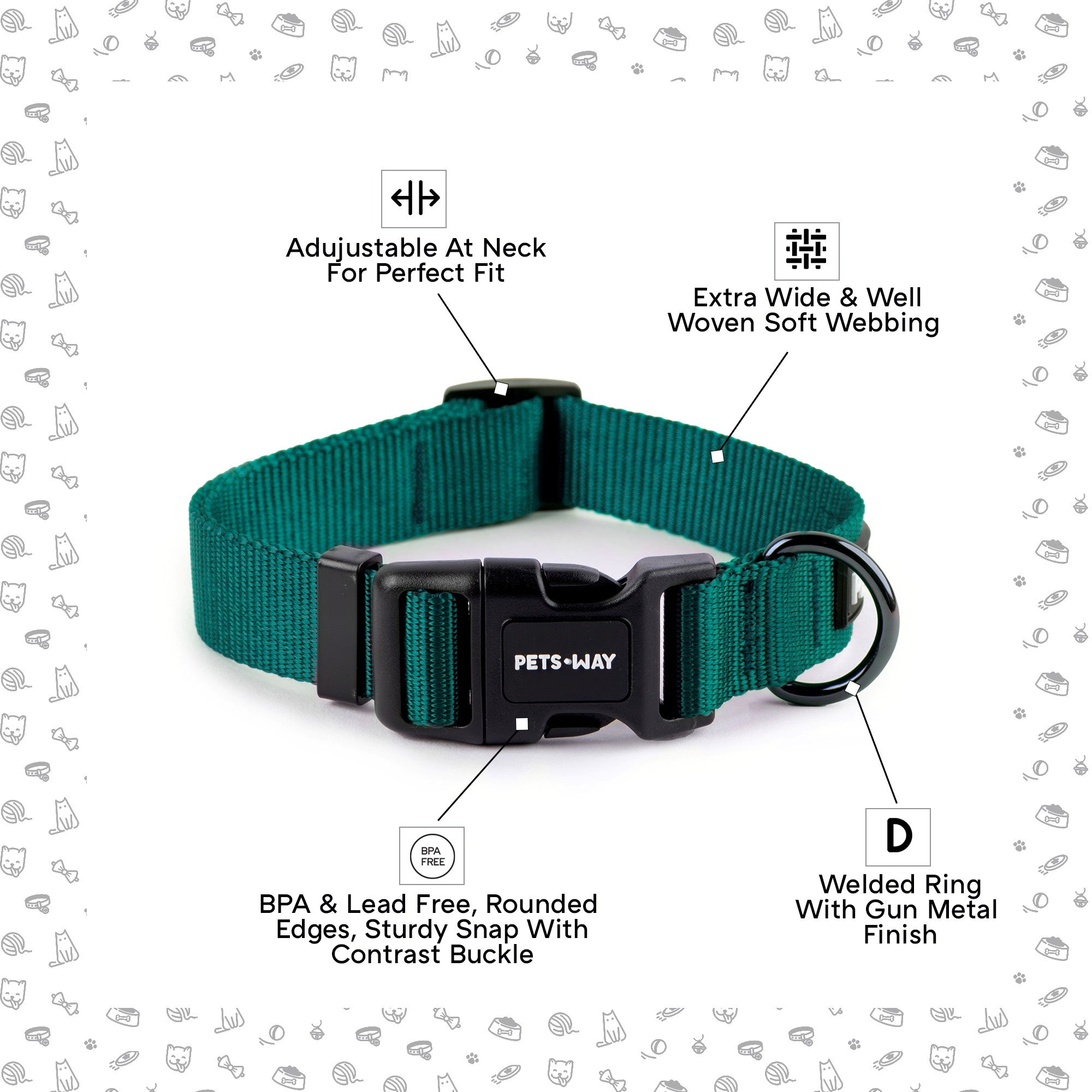 Emerald Dog Collar Leash Set