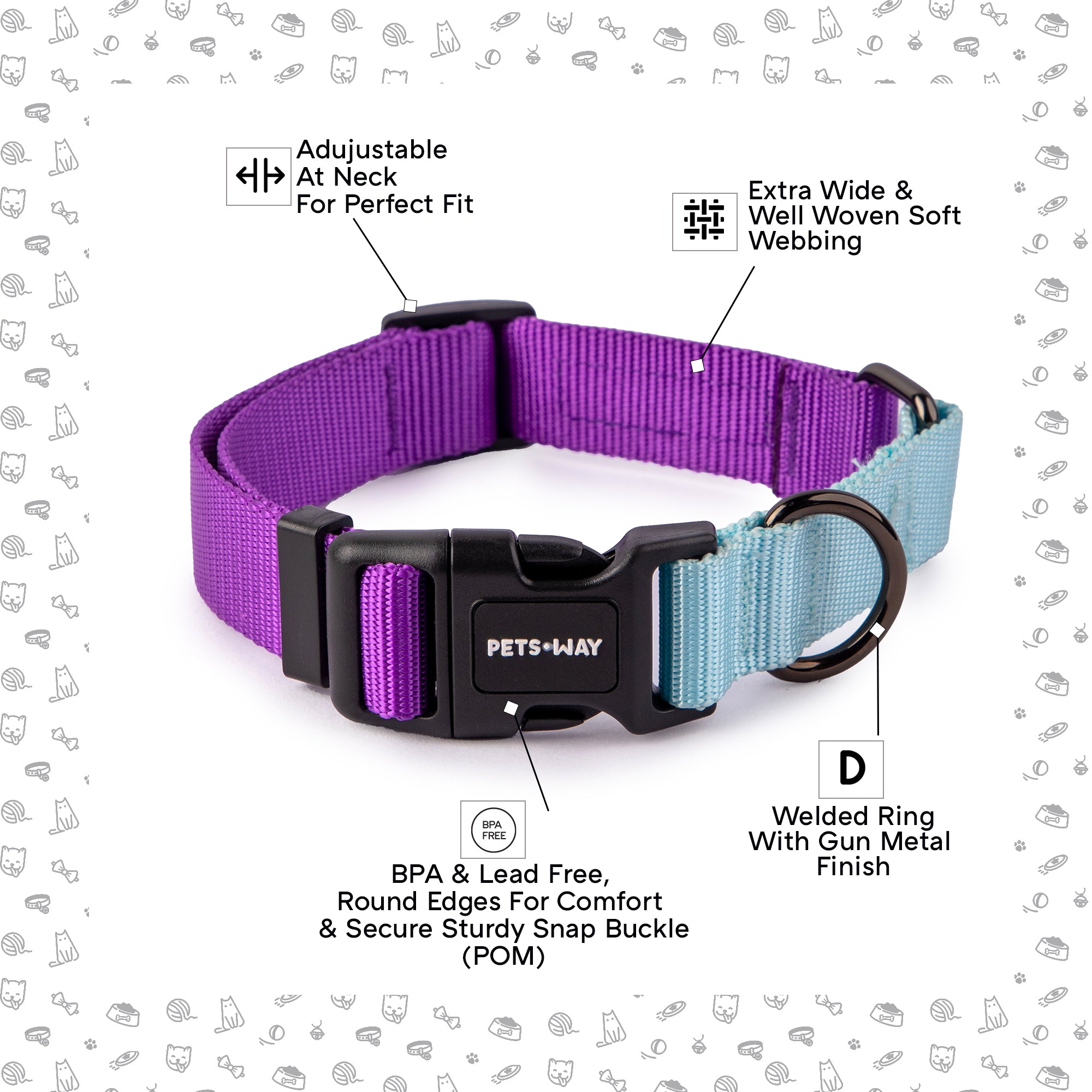 Amethyst & Sky Martingale Dog collar