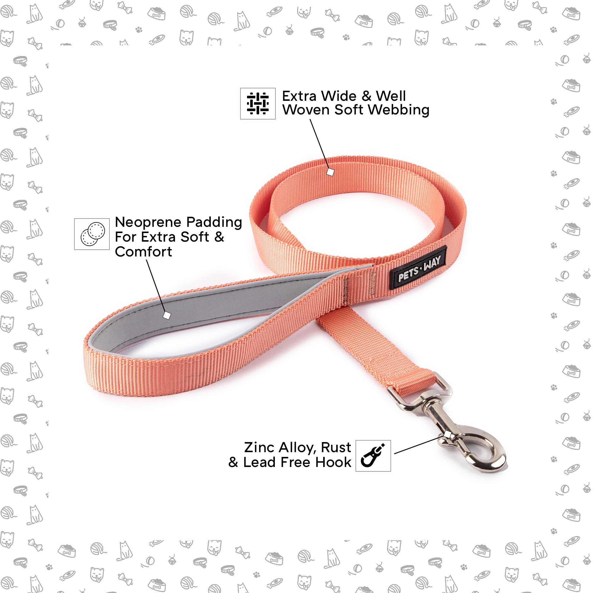 Peach Dog Collar Leash Set
