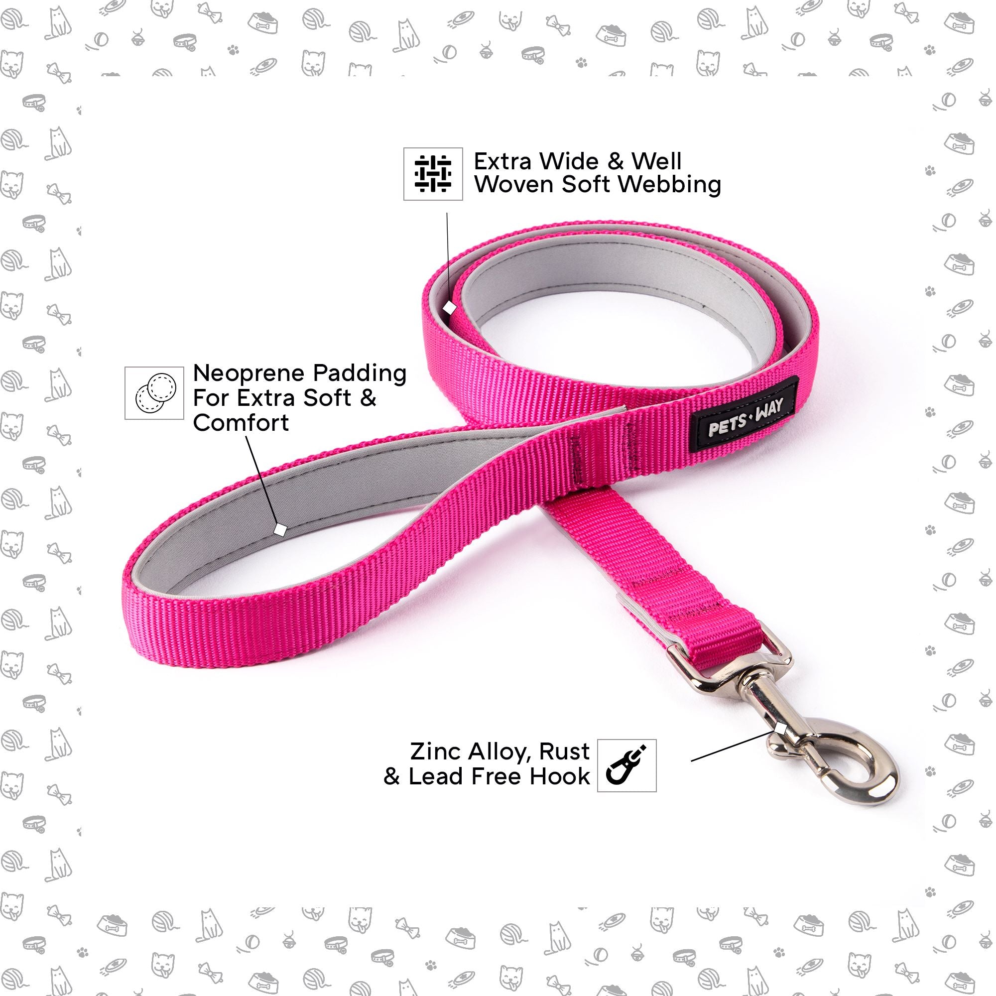 Fuchsia Dog Collar Leash Set