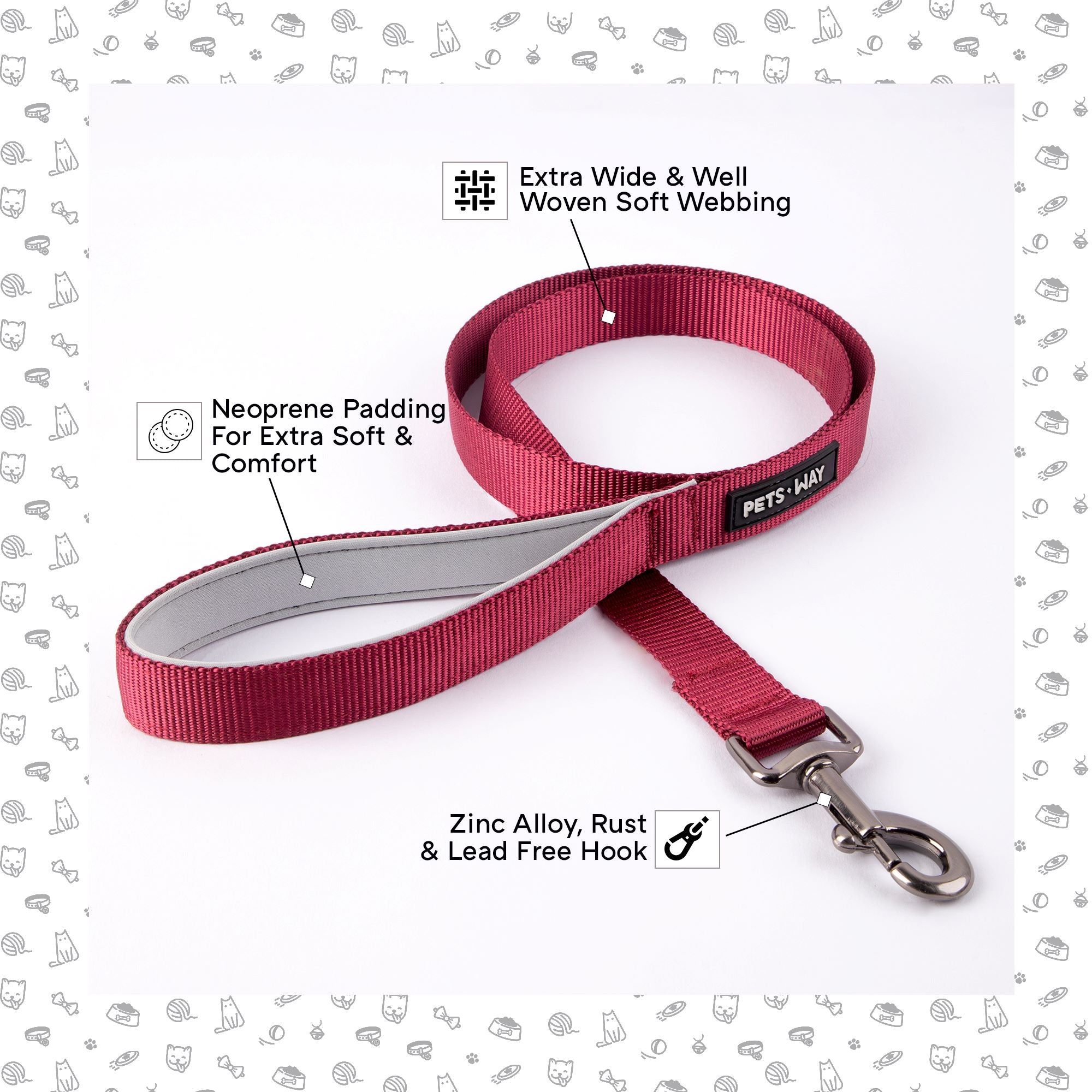 Wine Dog Collar Leash Set