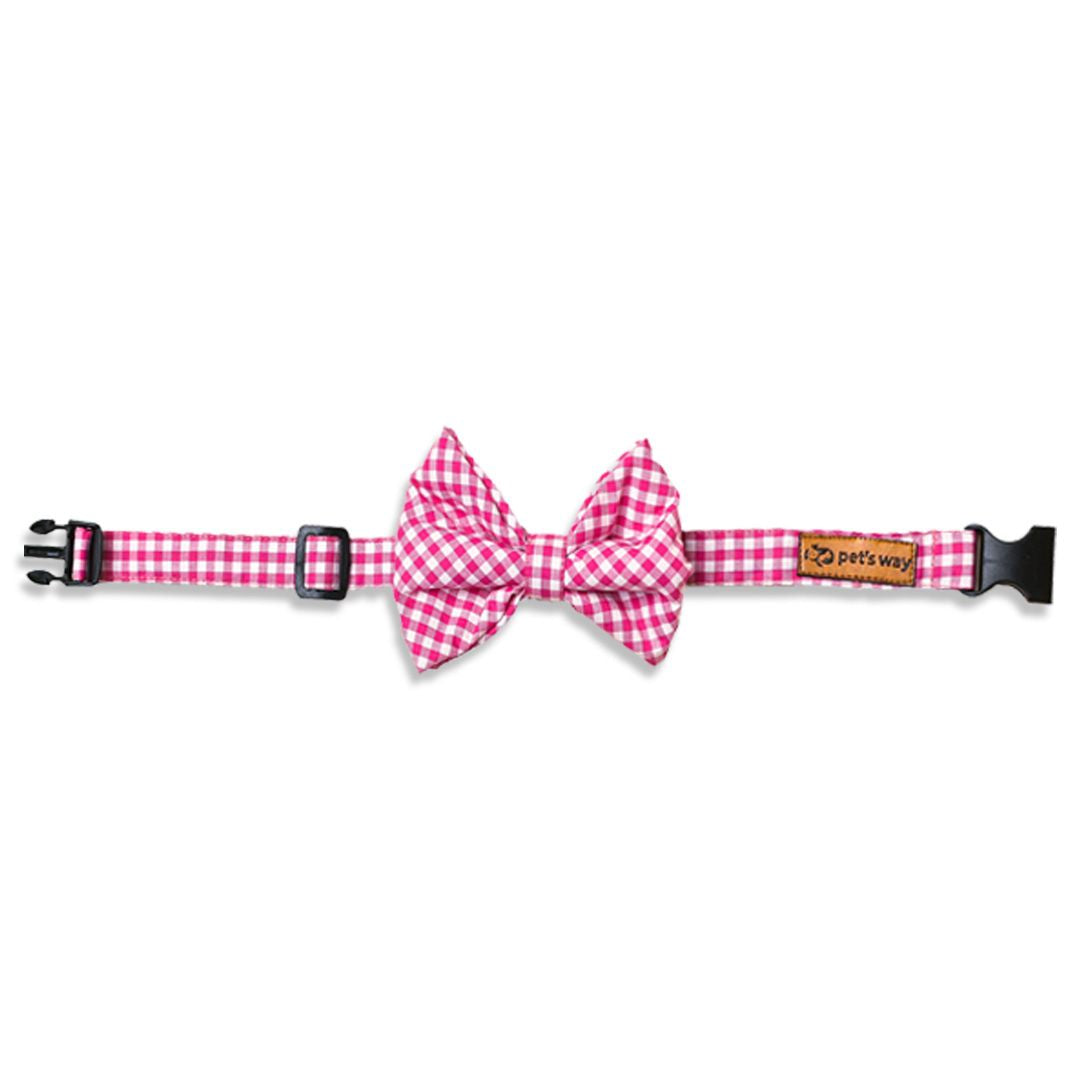 front of Rose Gingham Bow Tie-petsway