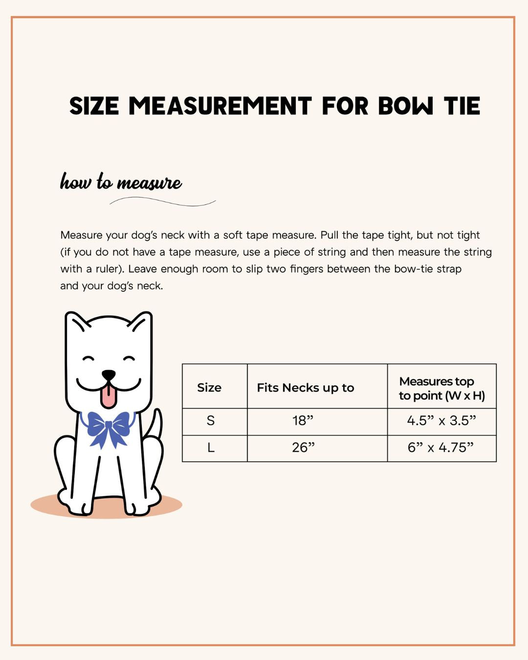 size chart for Bow Tie-petsway