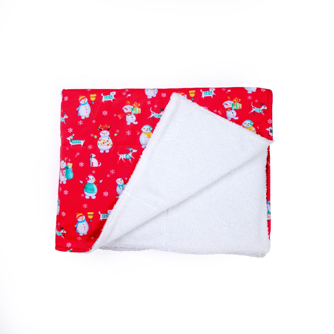 With White Sherpa Fur Santa Party Blanket Petsway