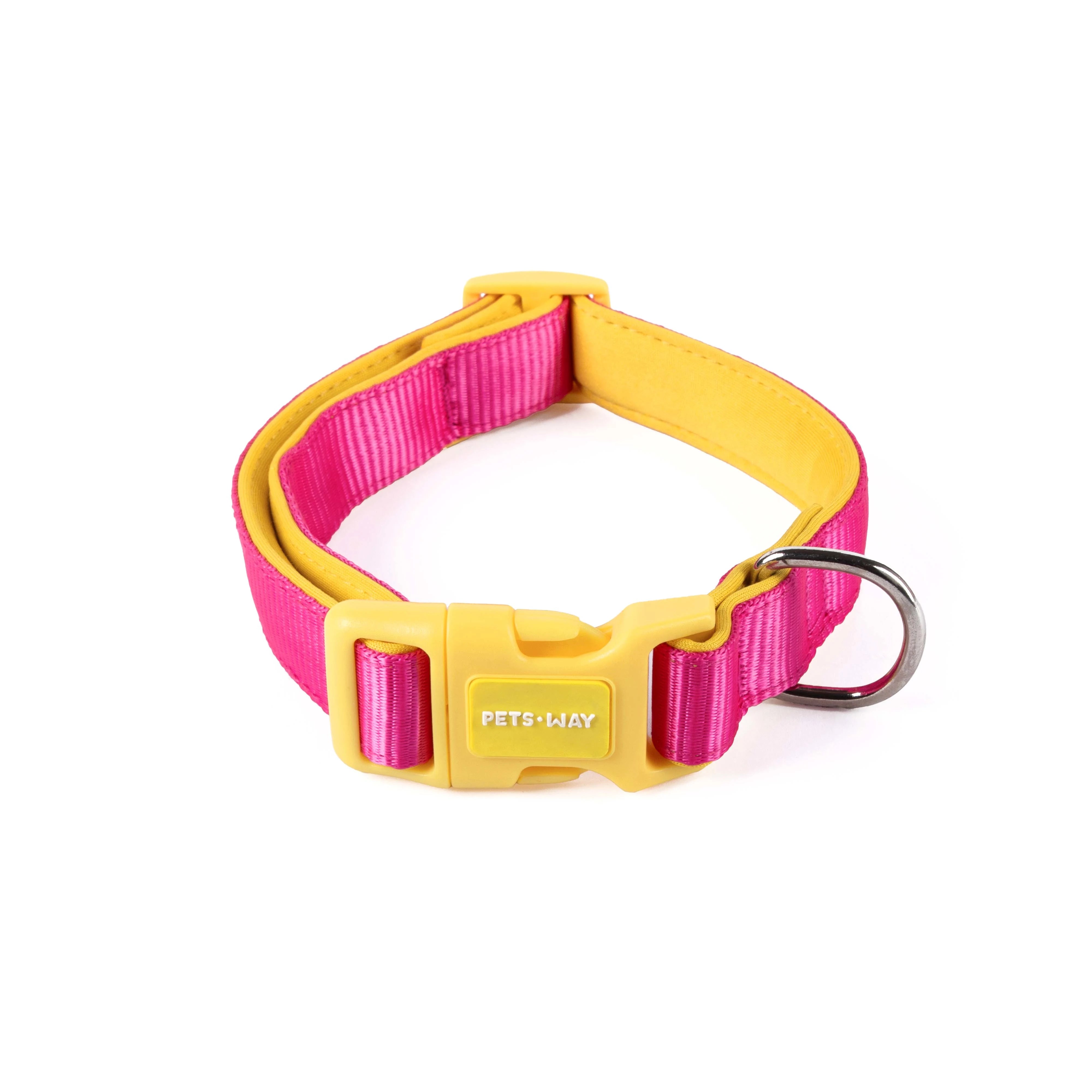 Fuschia padded Dog collar