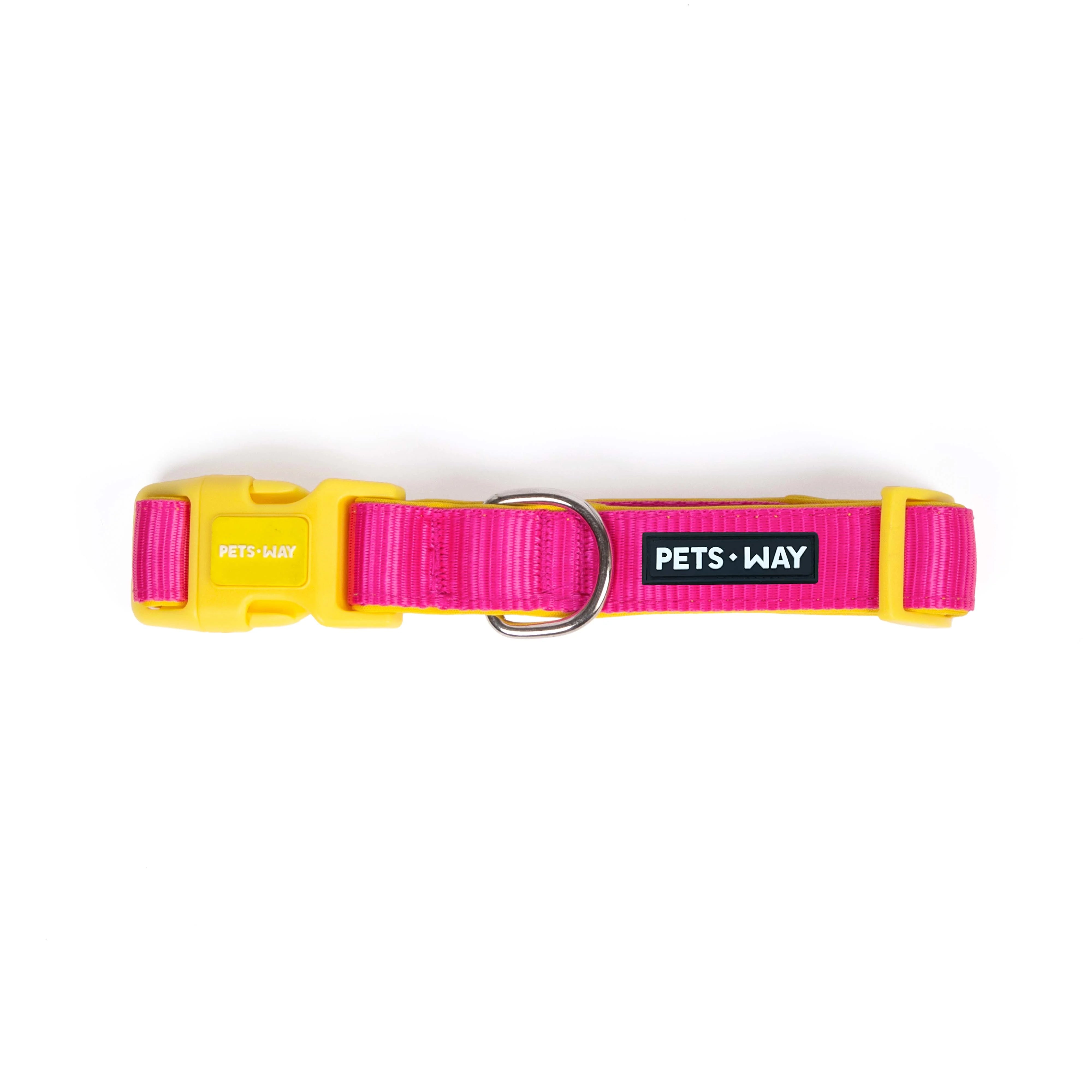 Fuschia padded Dog collar