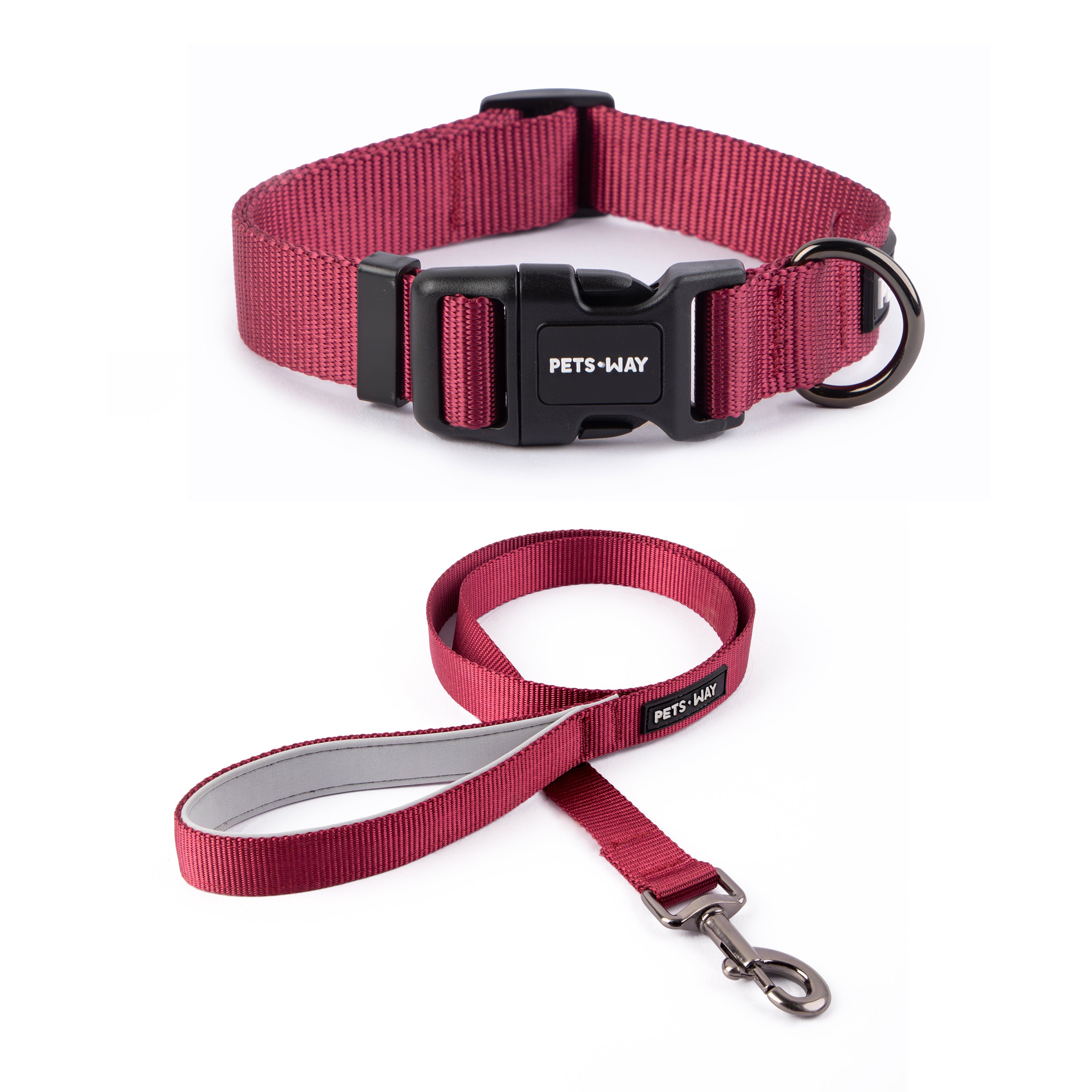 Wine Dog Collar Leash Set