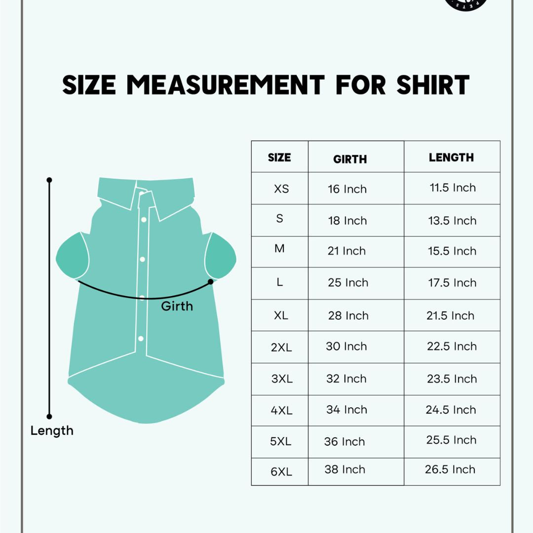 size chart of Summer-Sky Dog Shirt