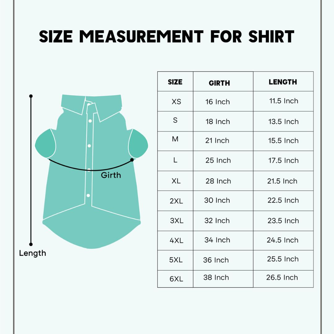 size chart of Sunshine Dog Shirt-petsway