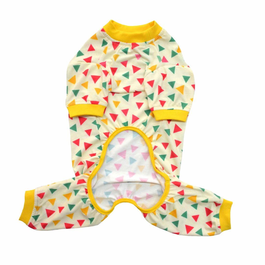 front of Tazzo Printed Dog Jumpsuit-petsway