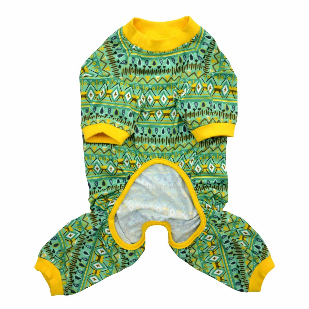 front side of Tribal Printed Dog Jumpsuit-petsway