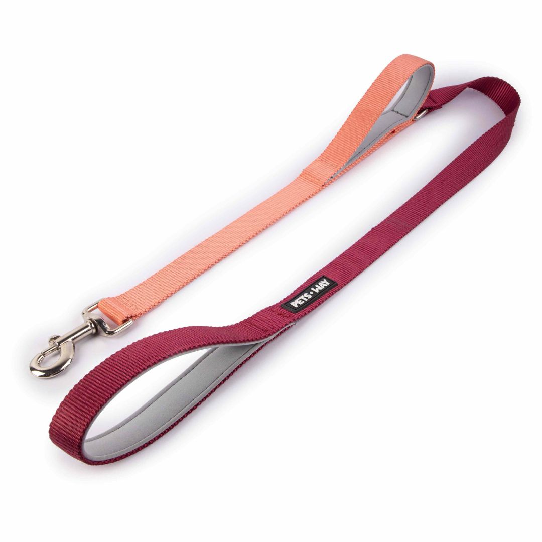 Wine & Peach dual-handle dog leash-petsway