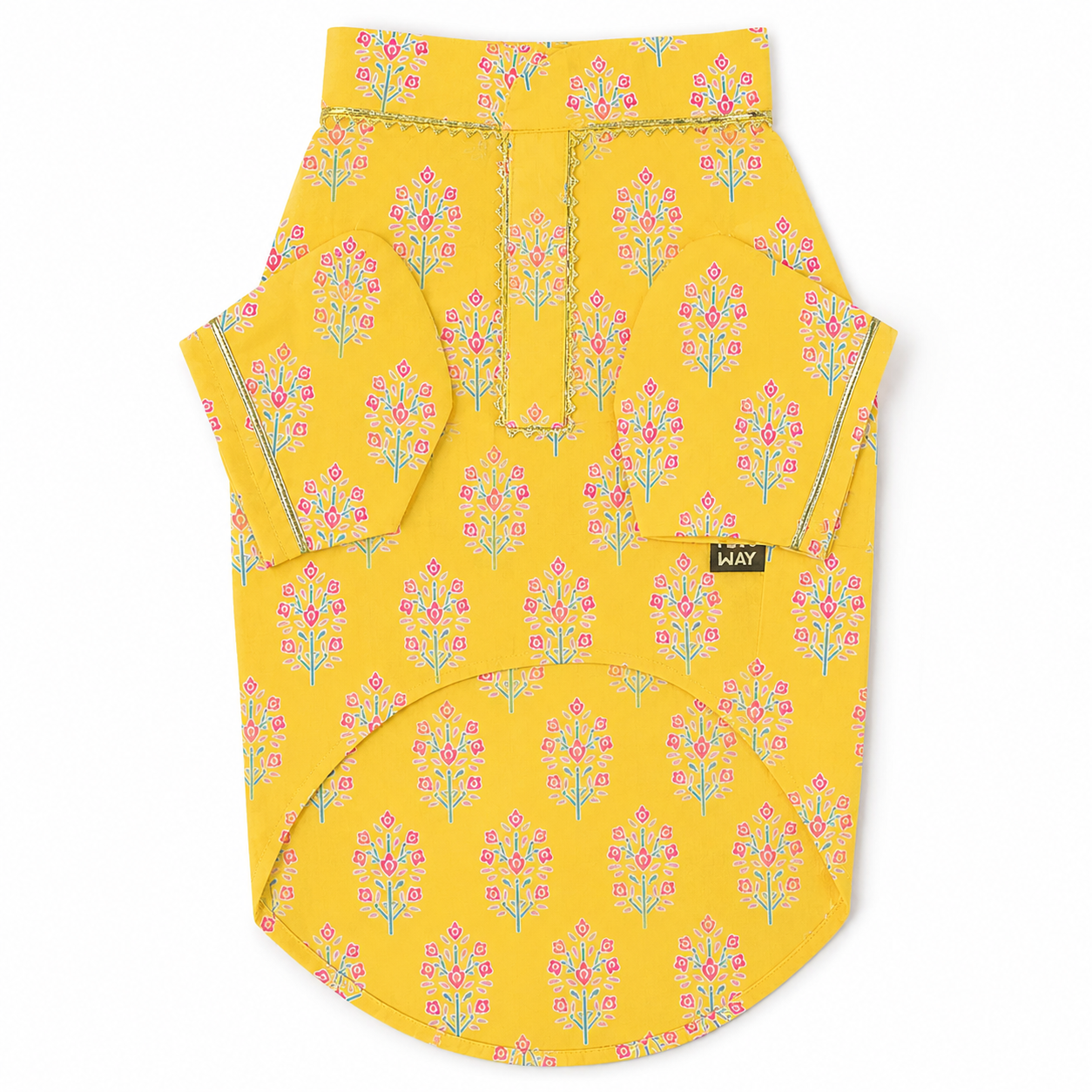 Sanganeri- Yellow Dog kurta