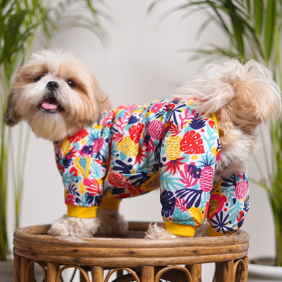 Tropical Printed Dog Jumpsuit