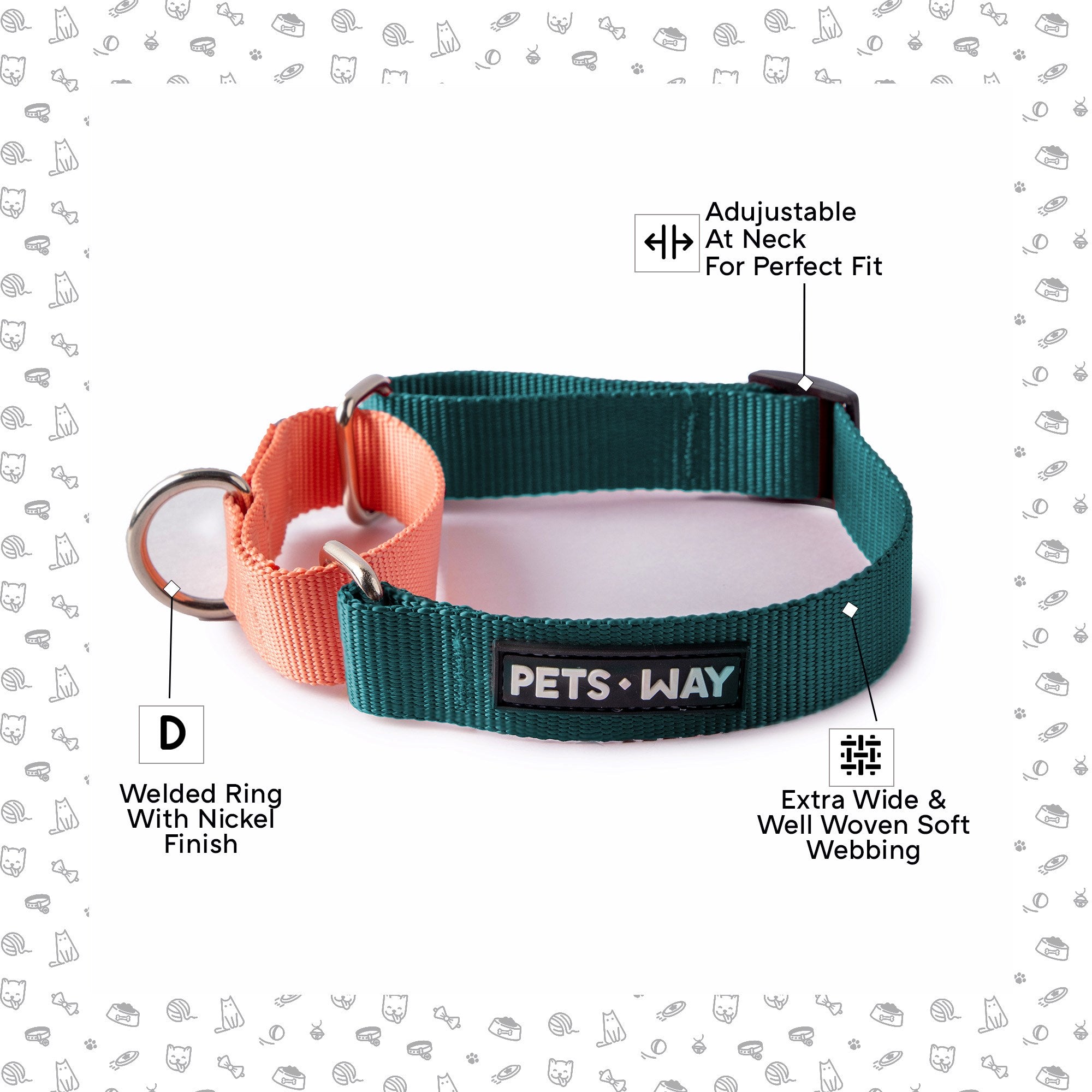 Emerald & Peach - Martingale Dog Collar