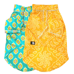 Bandhani Ikat  - Dog Kurta Combo