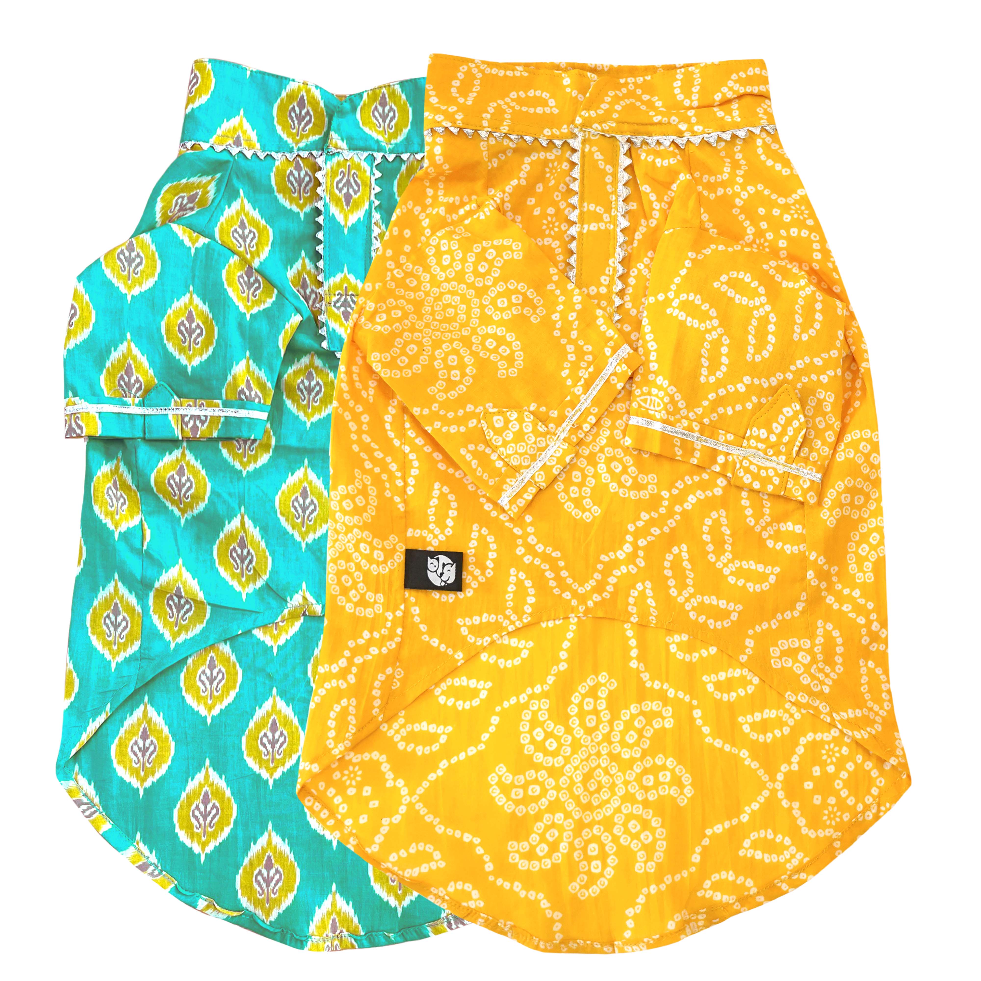 Bandhani Ikat  - Dog Kurta Combo