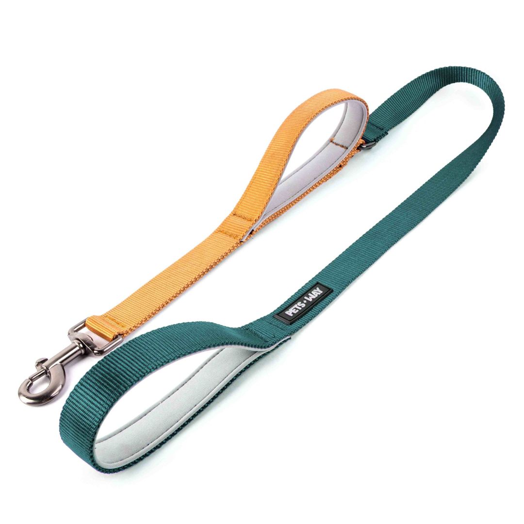  Emerald & Honey Dual Handle Dog Leash-petsway