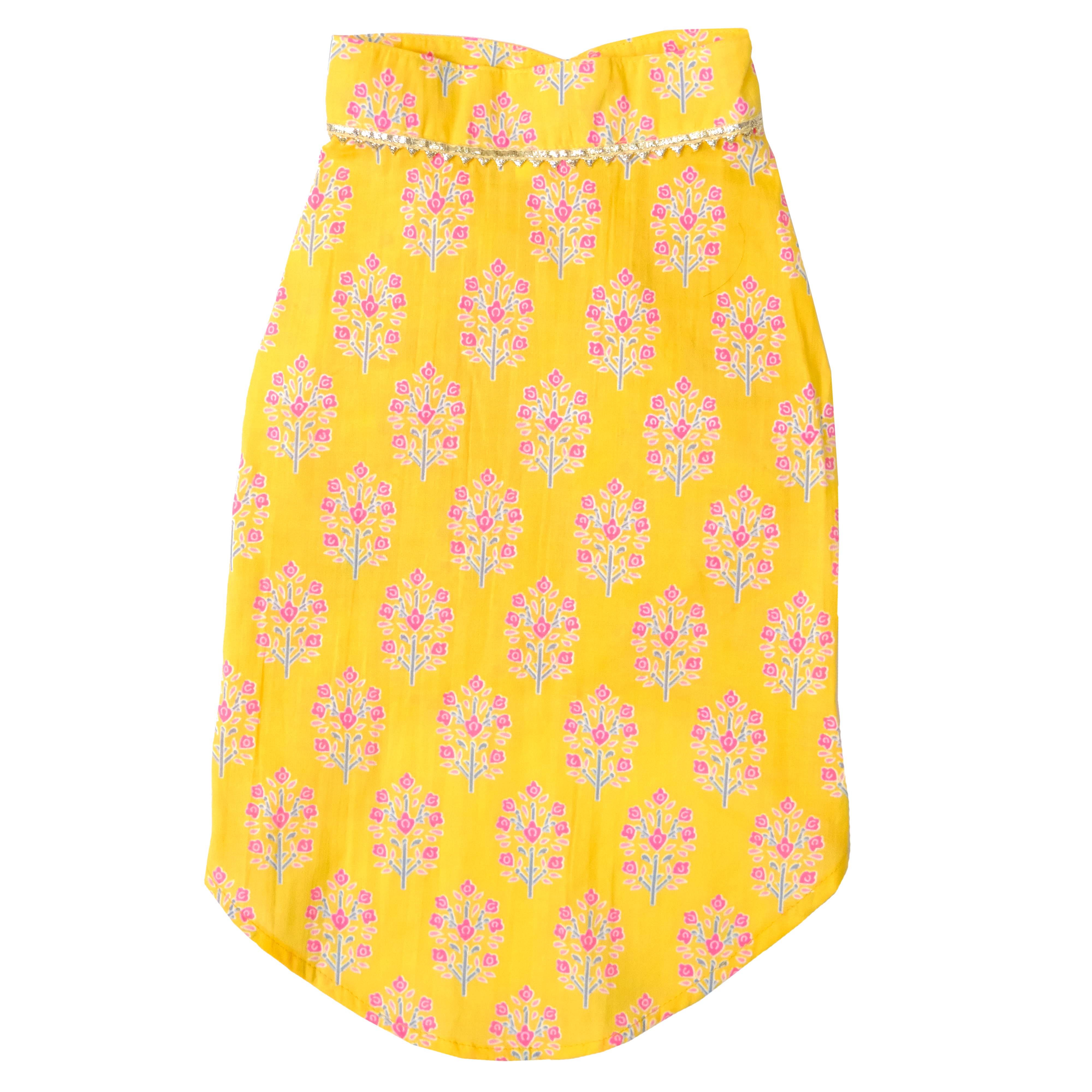 Sanganeri- Yellow Dog kurta
