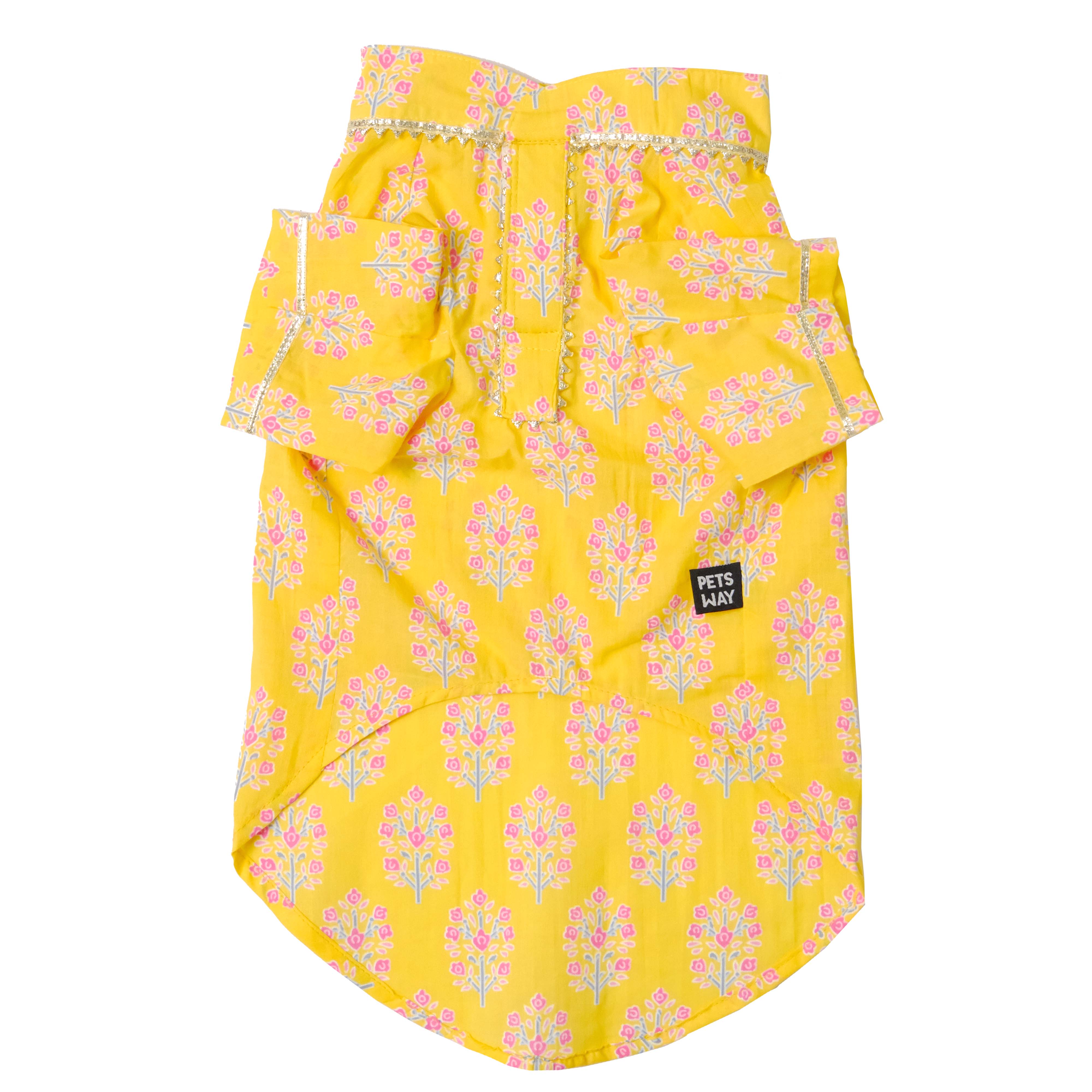 Sanganeri- Yellow Dog kurta