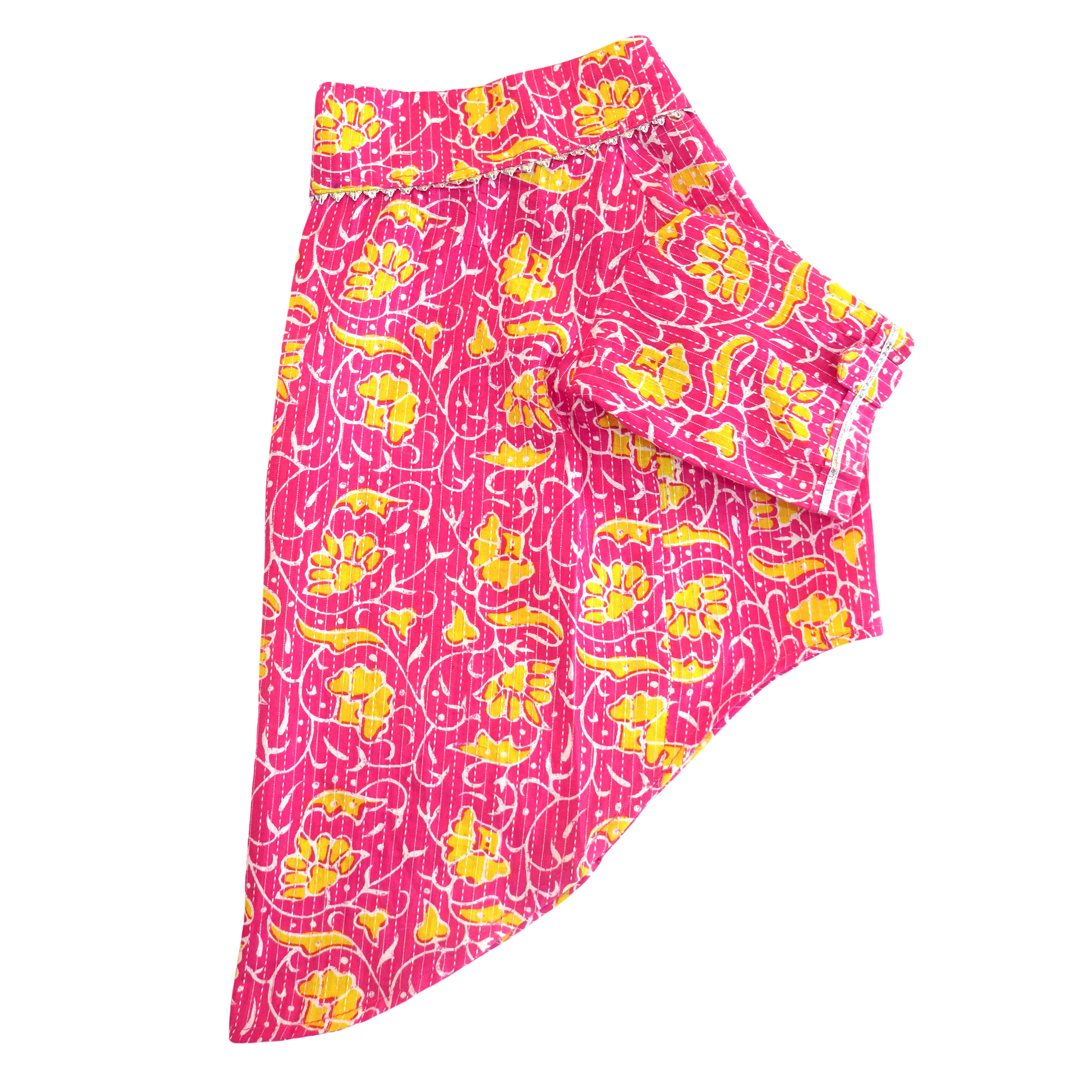 Floral Kantha - Fuchsia Dog kurta