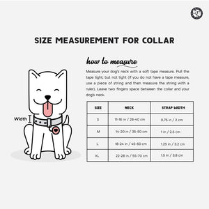 size chart for Fuschia & Sky Dual Color Dog Leash-petsway