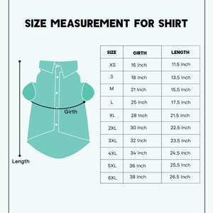 size chart of Jaipur Dog Shirt-petsway 