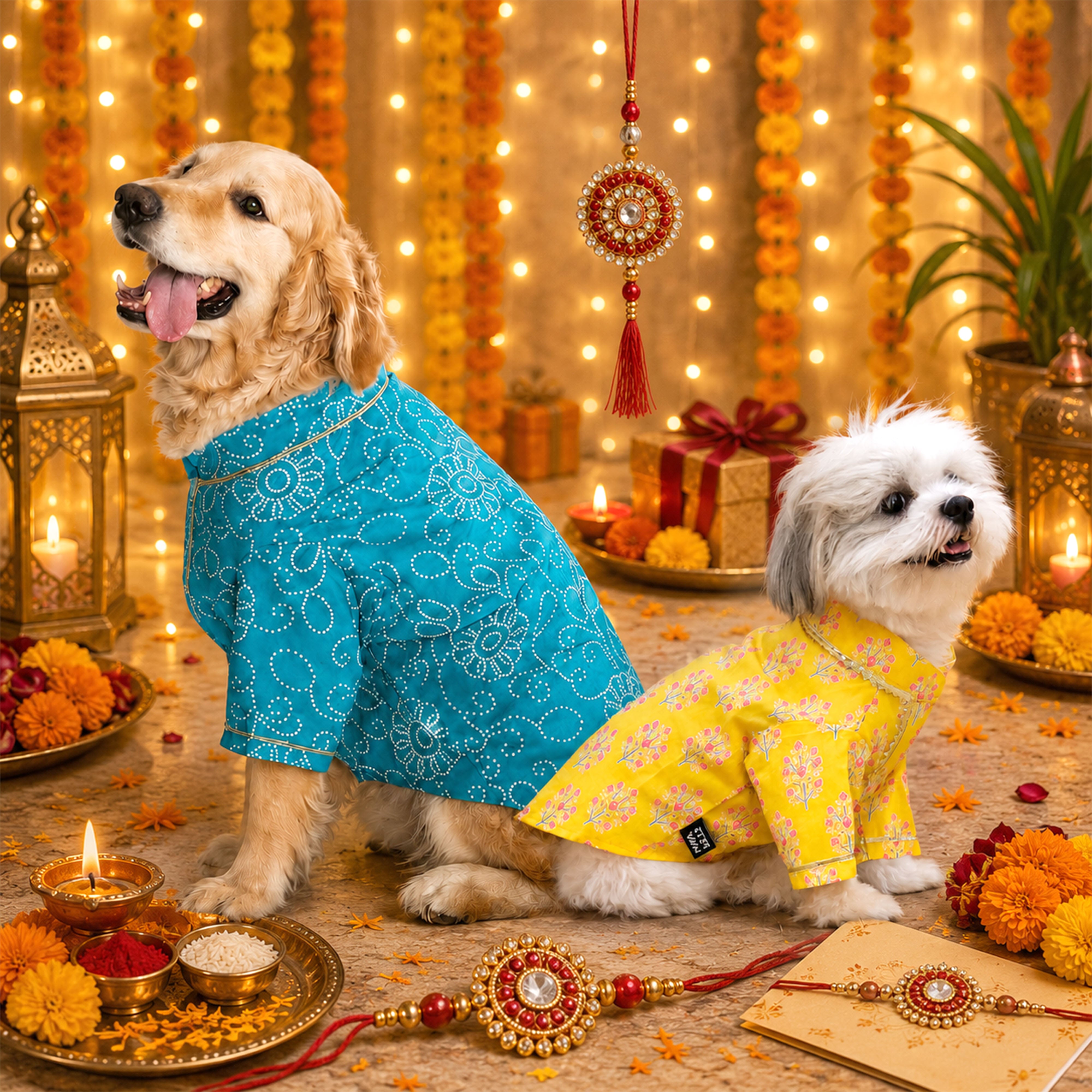 Bandhani Sanganeri- BY Dog Kurta Combo